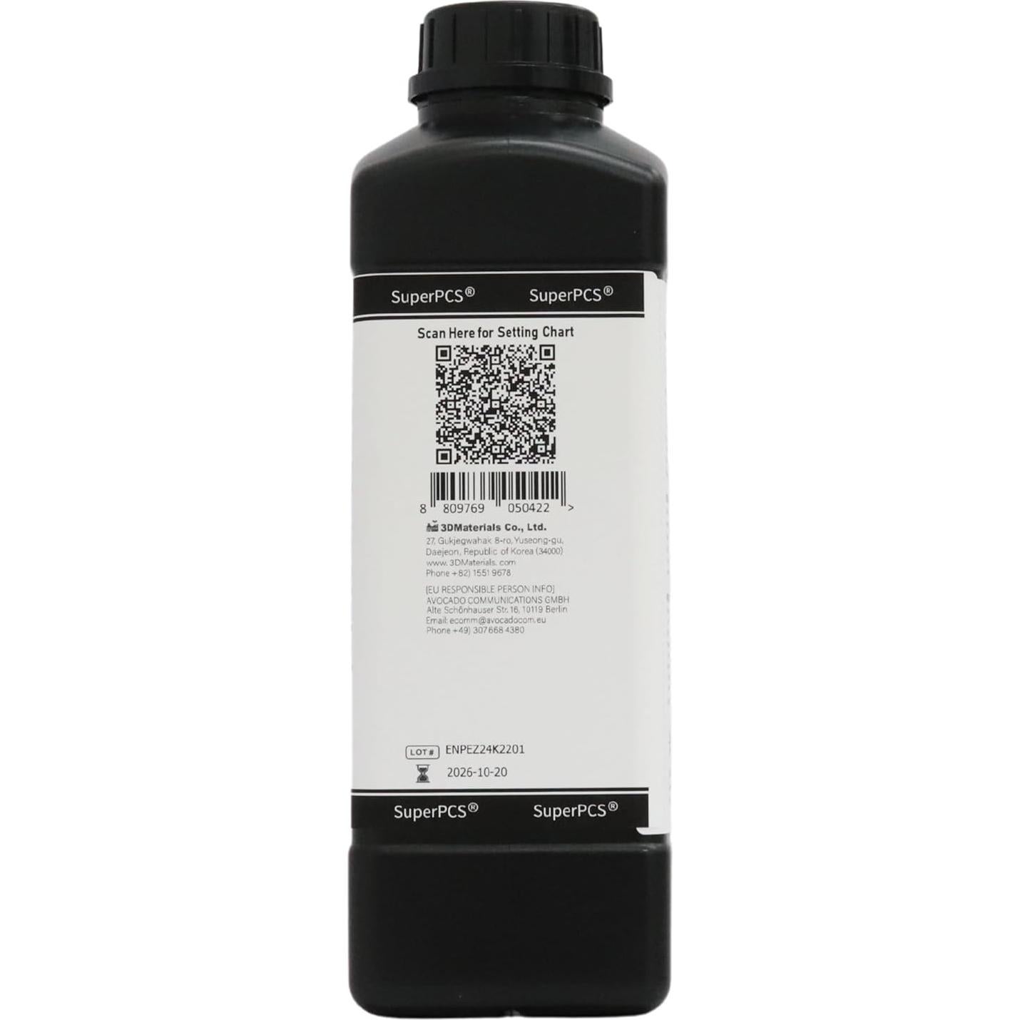 Resina 3D SuperPCS 1000g Negra, Rápida y Resistente