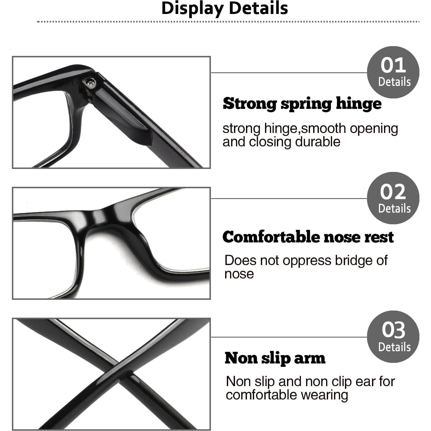 Paquete de 6 Gafas de Lectura Filtro Luz Azul 3.0x
