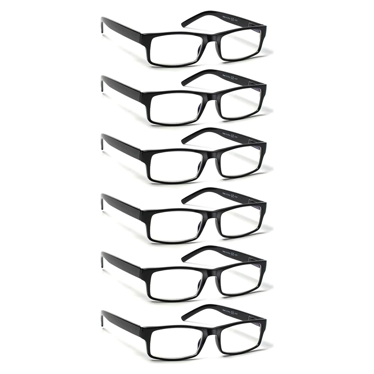 Paquete de 6 Gafas de Lectura Filtro Luz Azul 3.0x Negro