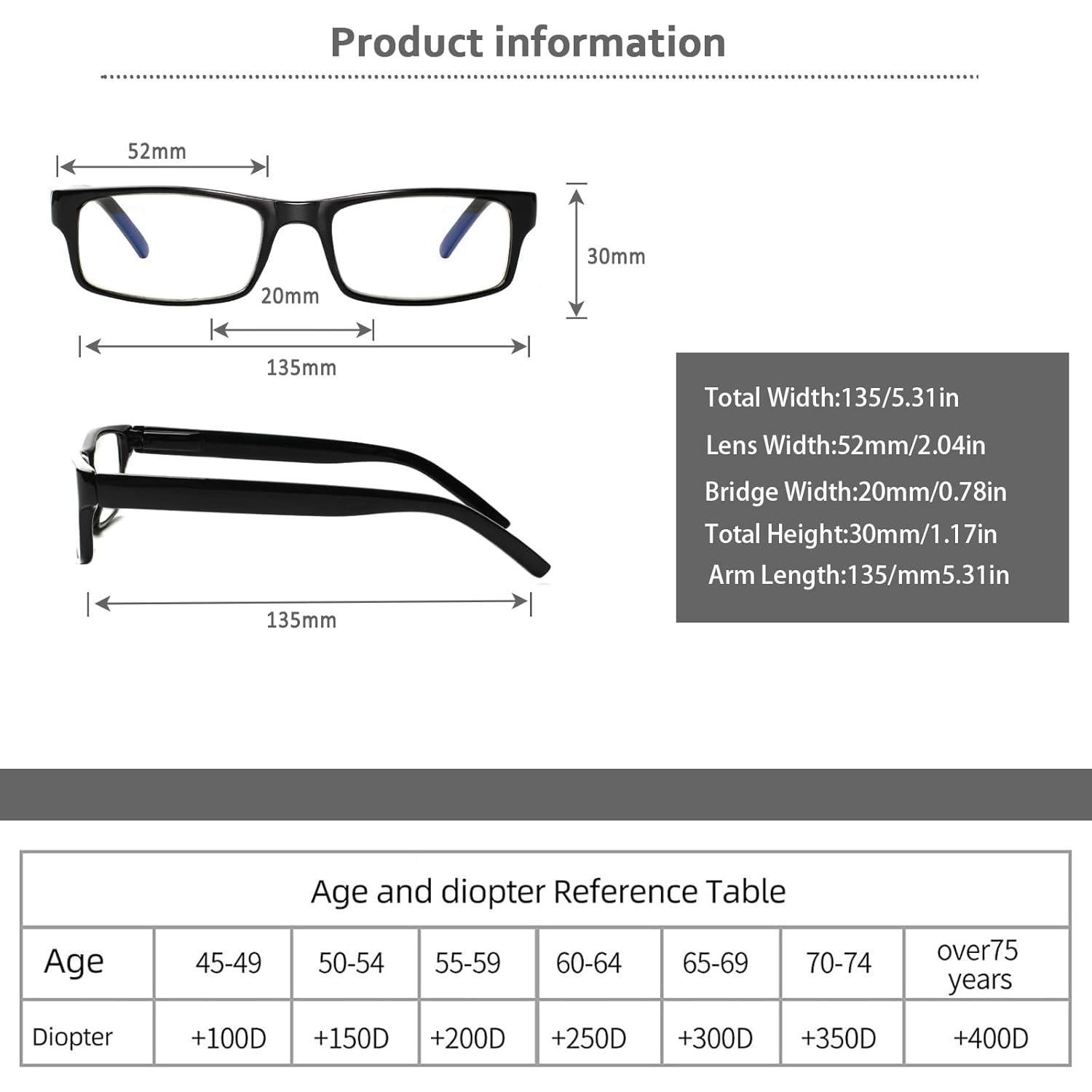 Paquete de 6 Gafas de Lectura Filtro Luz Azul Unisex