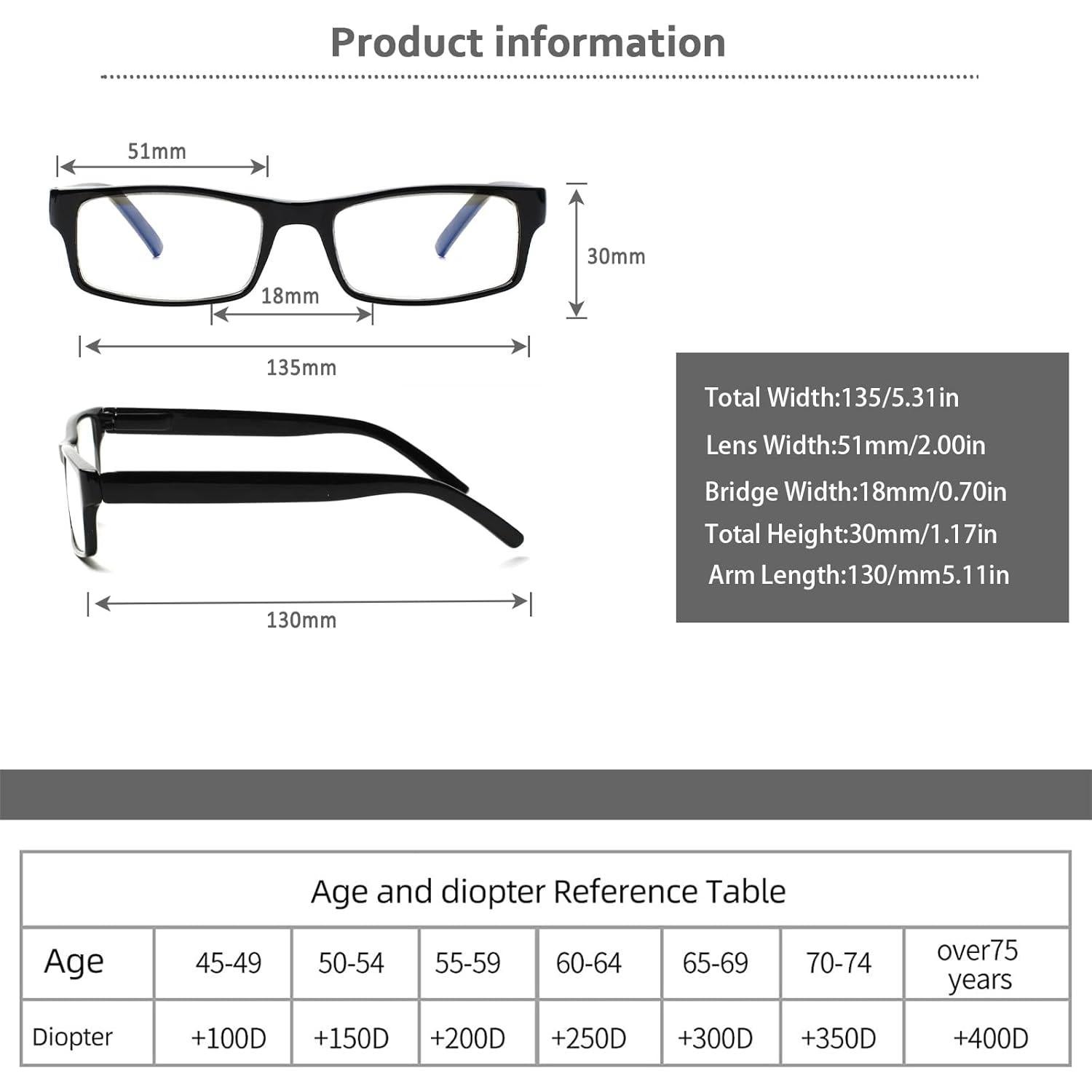 Paquete de 6 Gafas de Lectura con Filtro Azul 1.75x