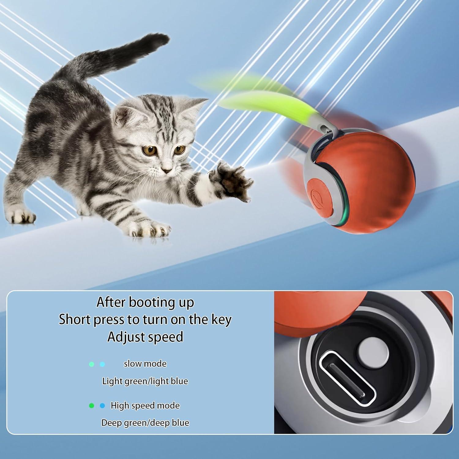 Bola Interactiva para Gatos Oiuyamn con Pluma y Modos