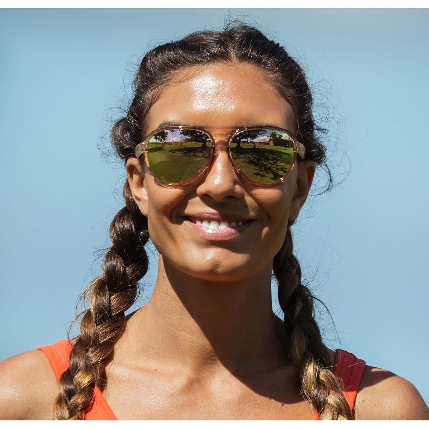 Gafas de sol Selca Tangle Free Unisex Marrón Espejo Rosa