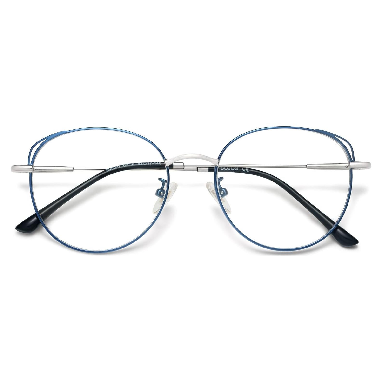 Gafas de luz azul SOJOS Cat Eye para mujer marco metal