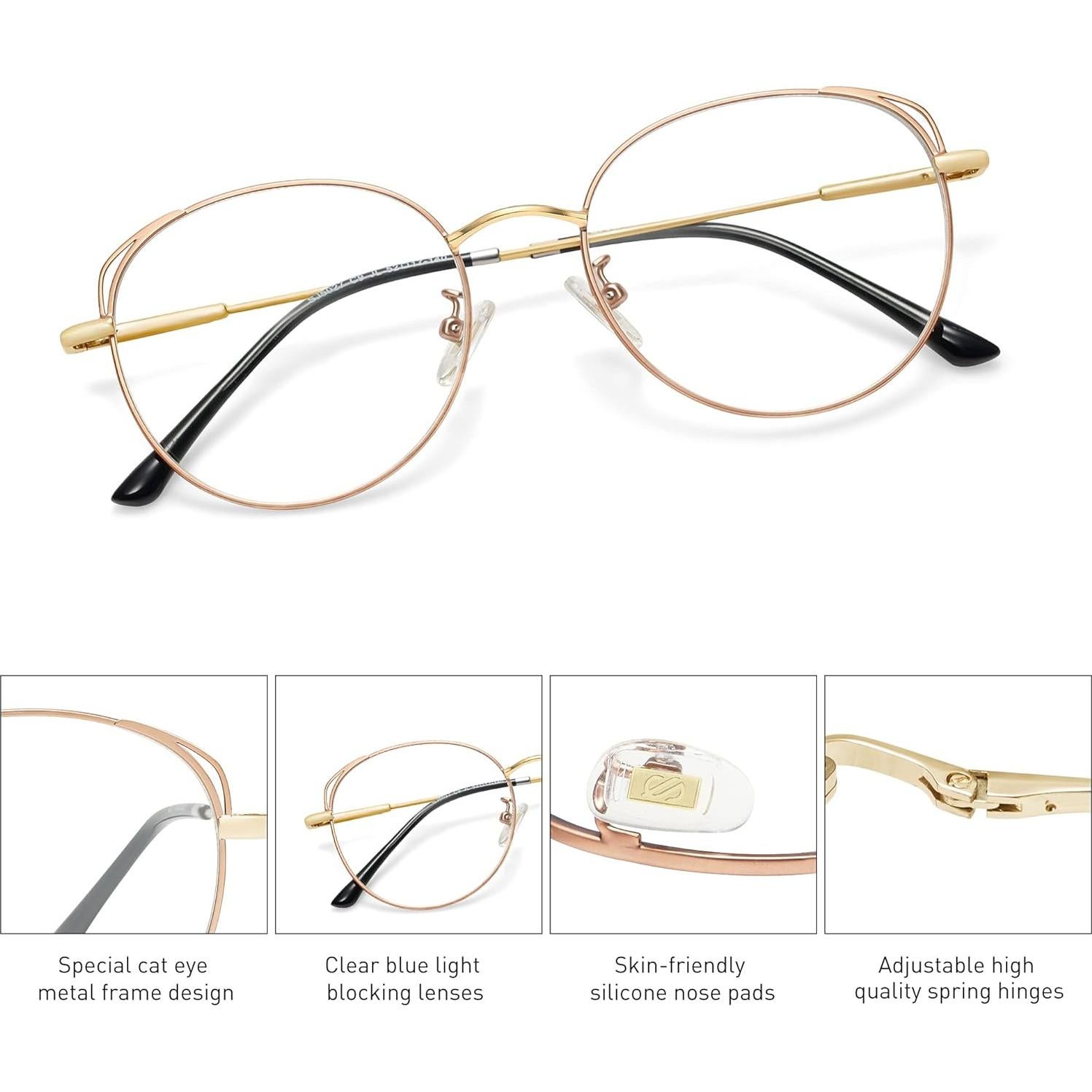 Gafas de Sol SOJOS Cat Eye con Bloqueo Luz Azul para Mujer