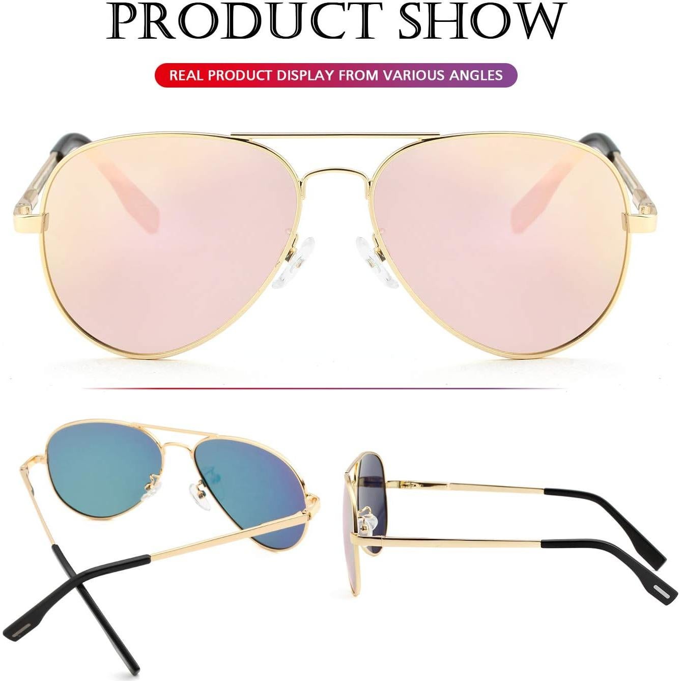 Gafas de sol aviador polarizadas PORADAY 58mm marco dorado