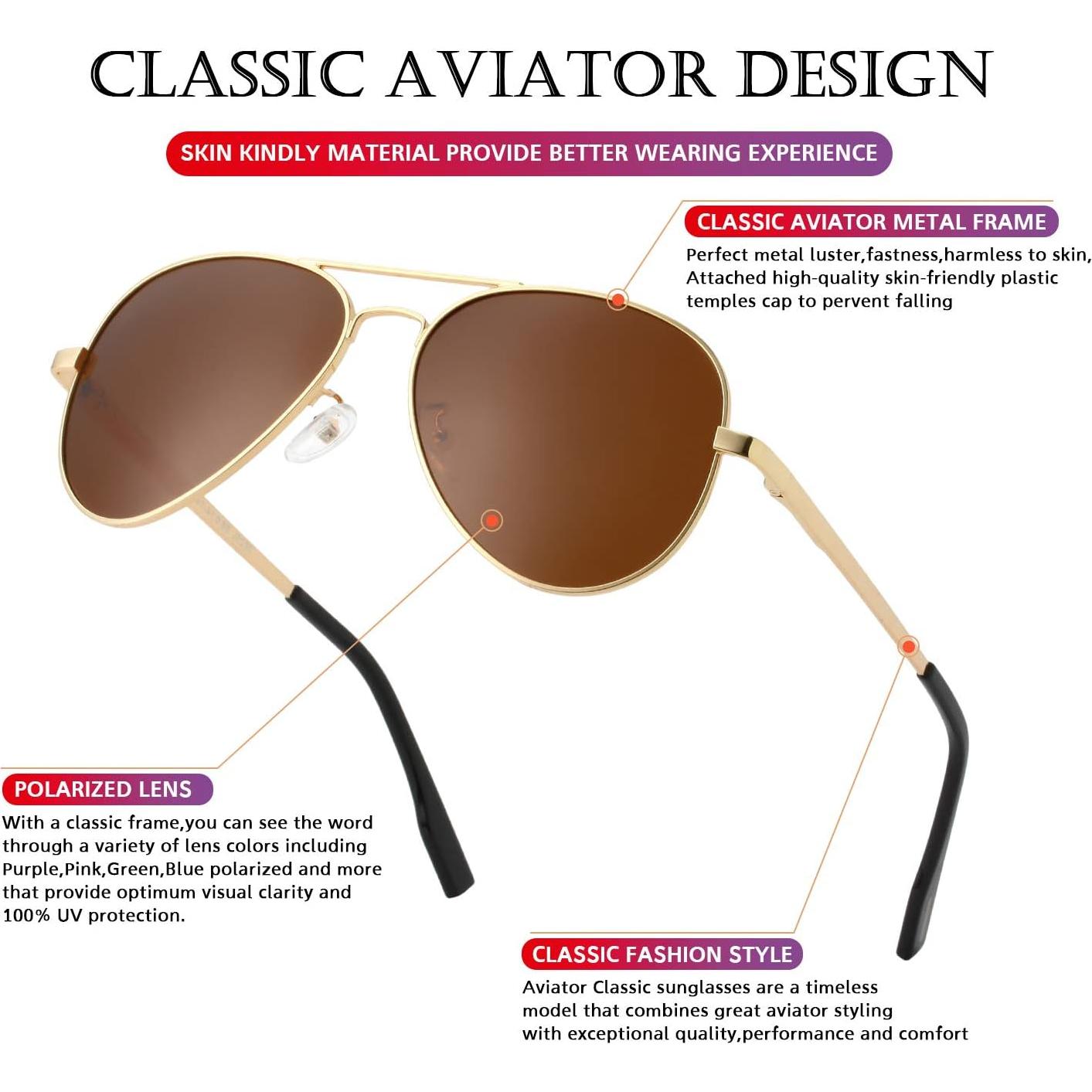 Gafas de sol aviador polarizadas PORADAY 58mm UV400