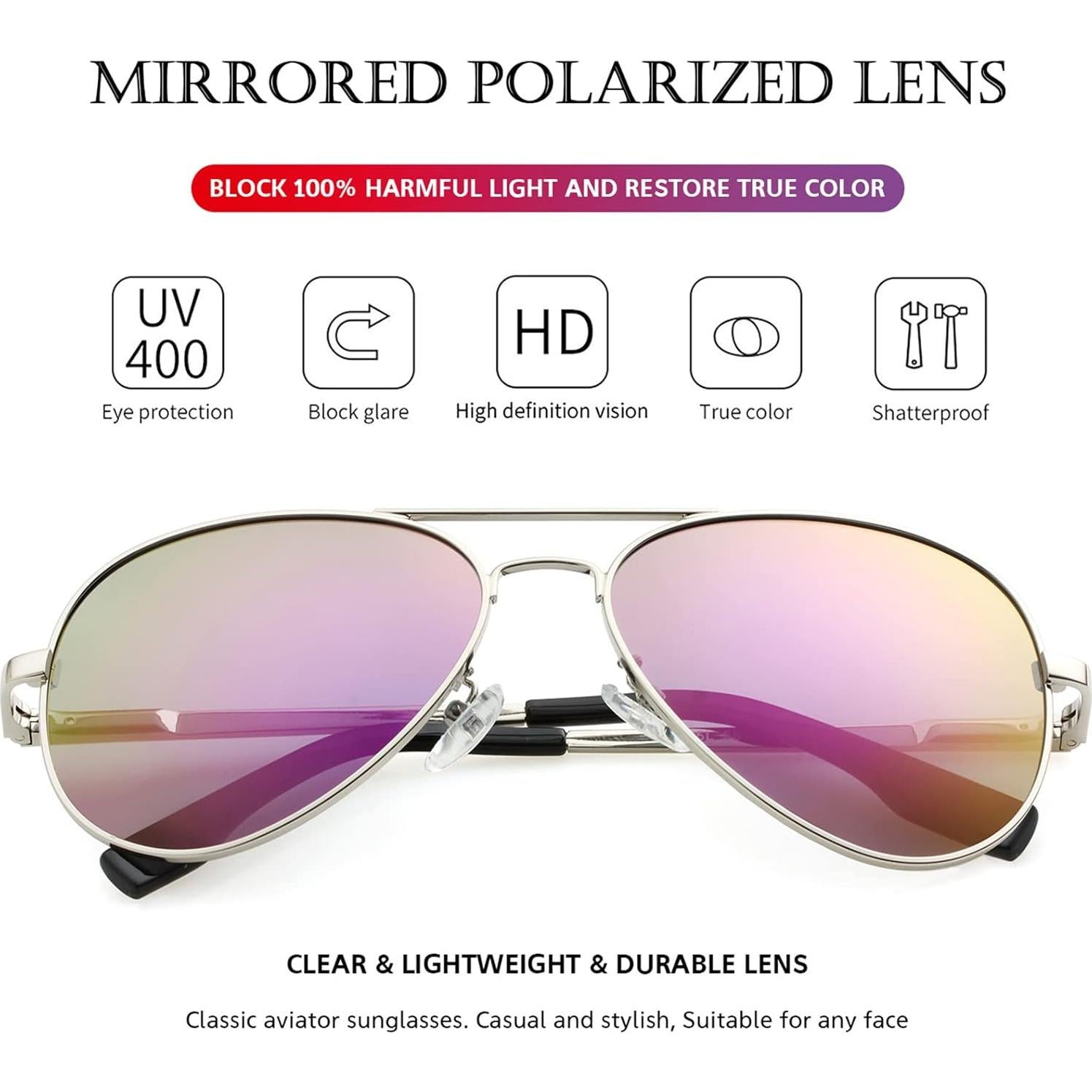 Gafas de sol aviador polarizadas PORADAY 58mm marco metal