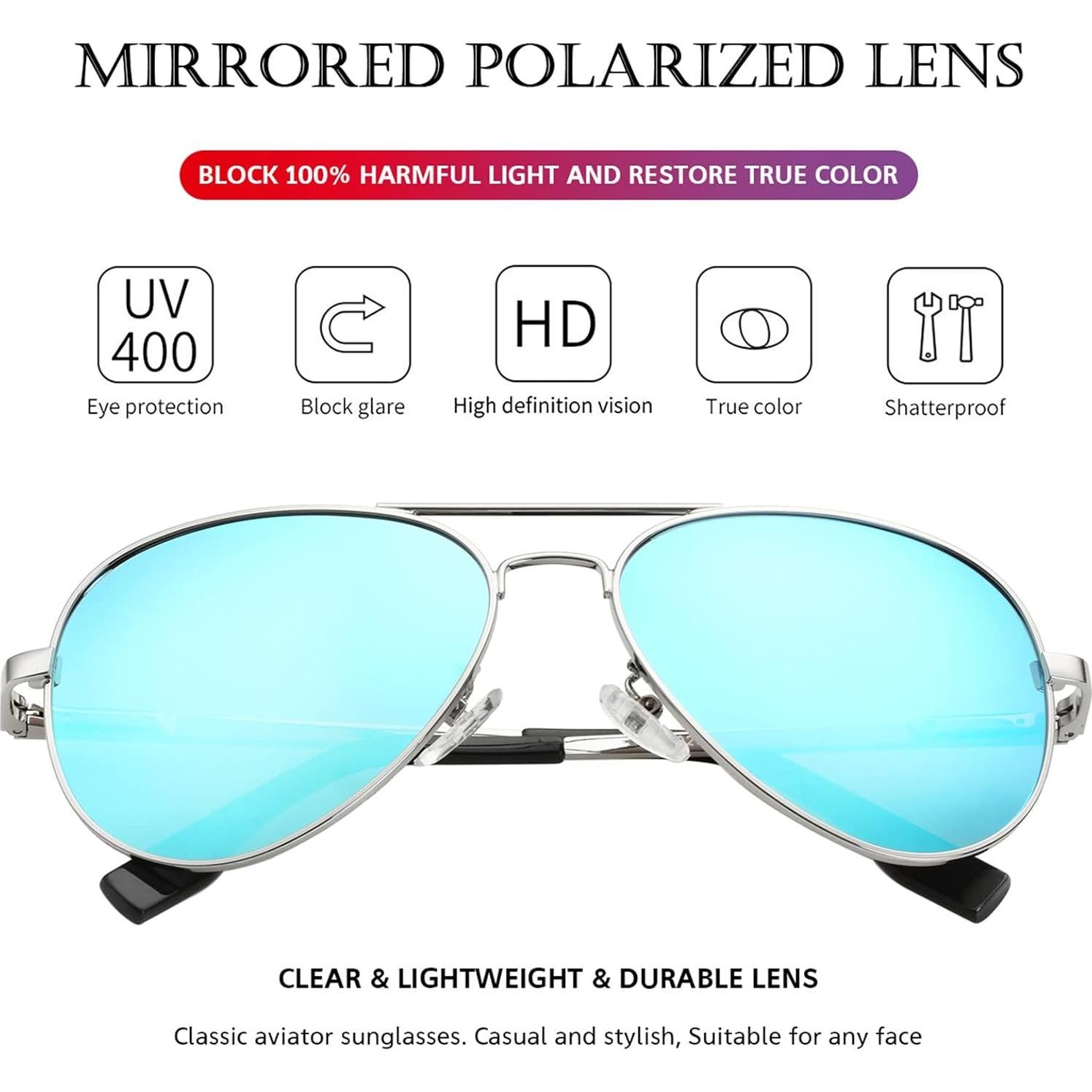 Gafas de sol aviador polarizadas PORADAY 58mm marco metal