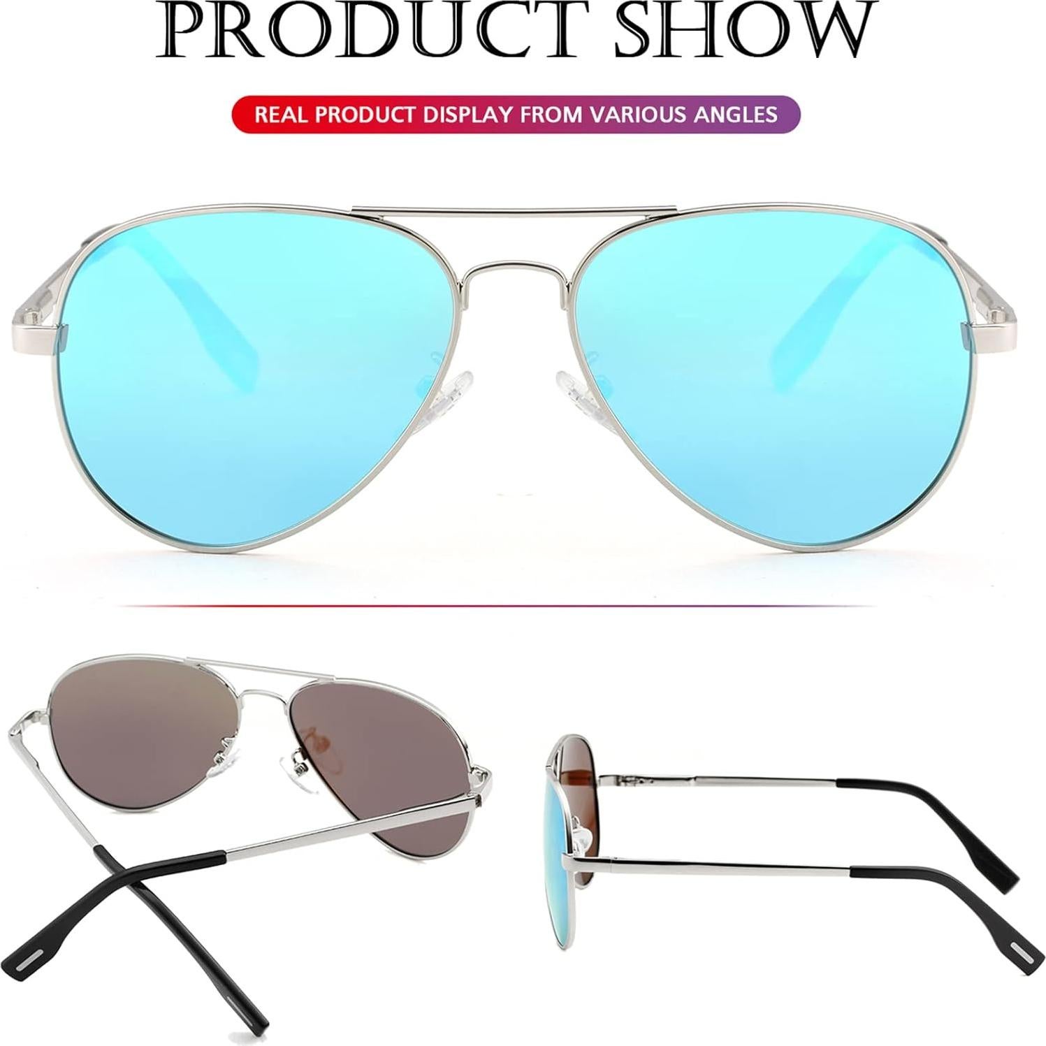 Gafas de sol aviador polarizadas PORADAY 58mm marco metal