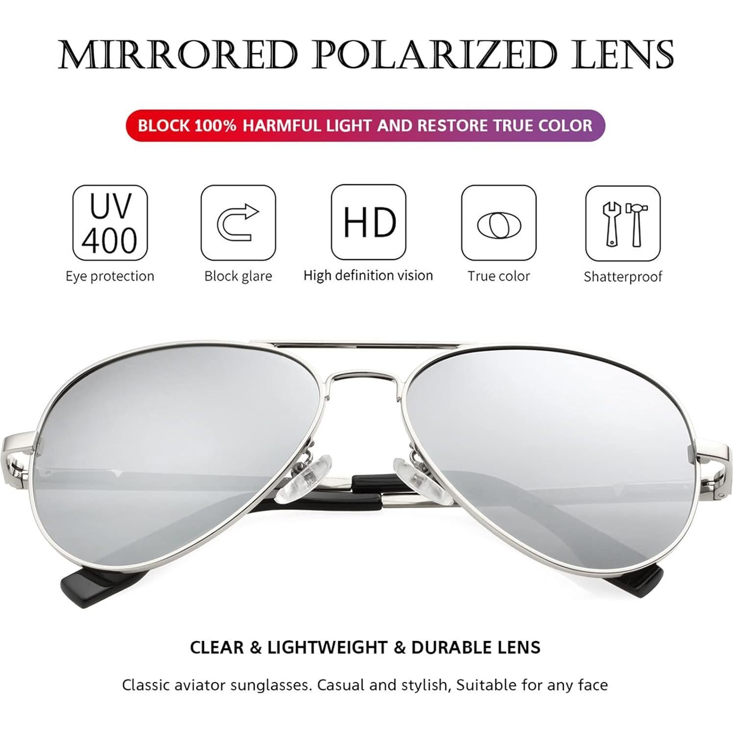 Gafas de sol aviador polarizadas PORADAY 58mm marco metal