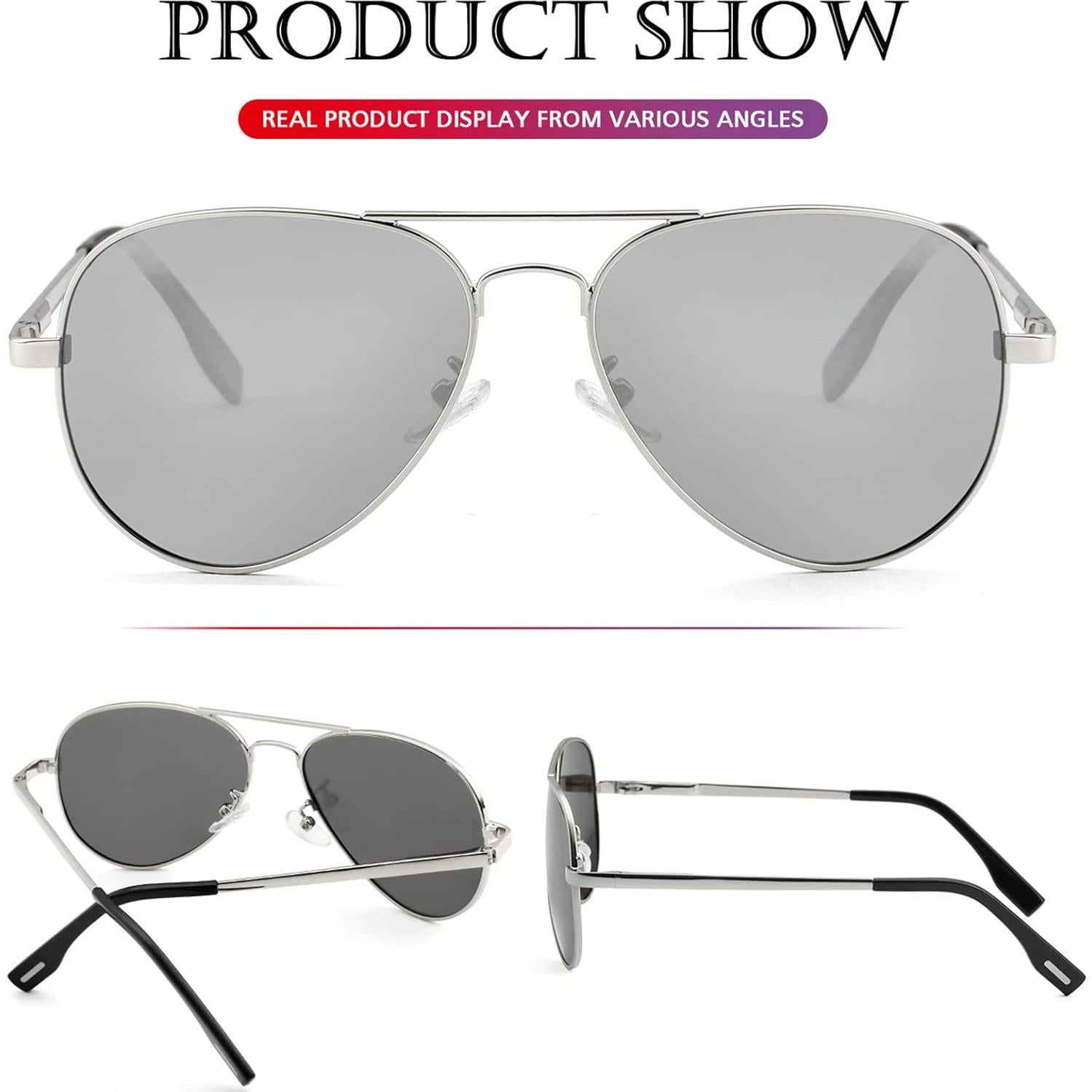 Gafas de sol aviador polarizadas PORADAY 58mm marco metal