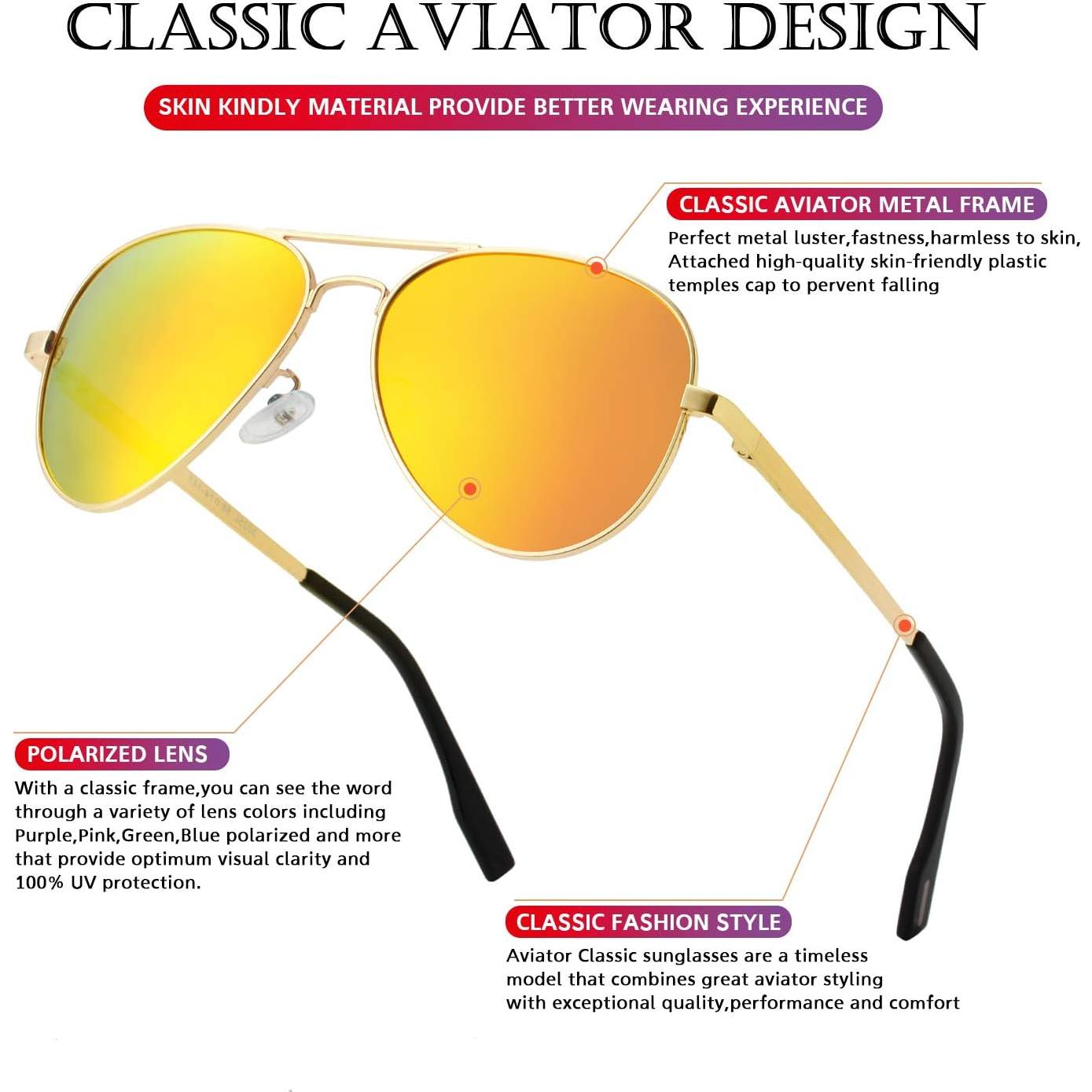 Gafas de sol aviador polarizadas PORADAY 58mm marco metal