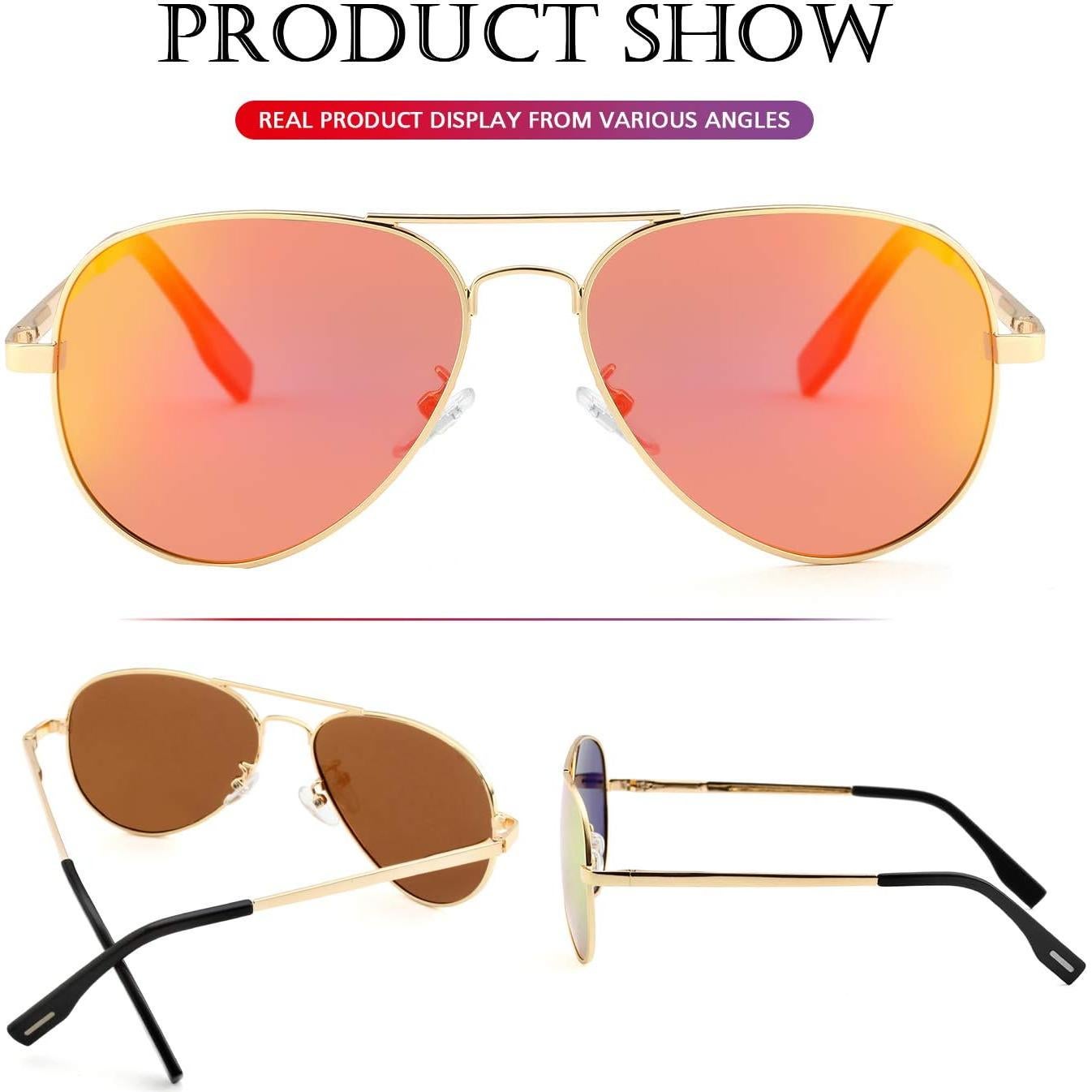 Gafas de sol aviador polarizadas PORADAY 58mm marco metal