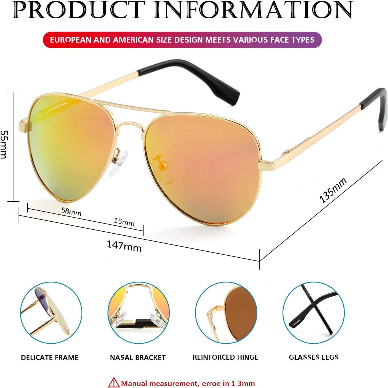 Gafas de sol aviador polarizadas PORADAY 58mm marco metal