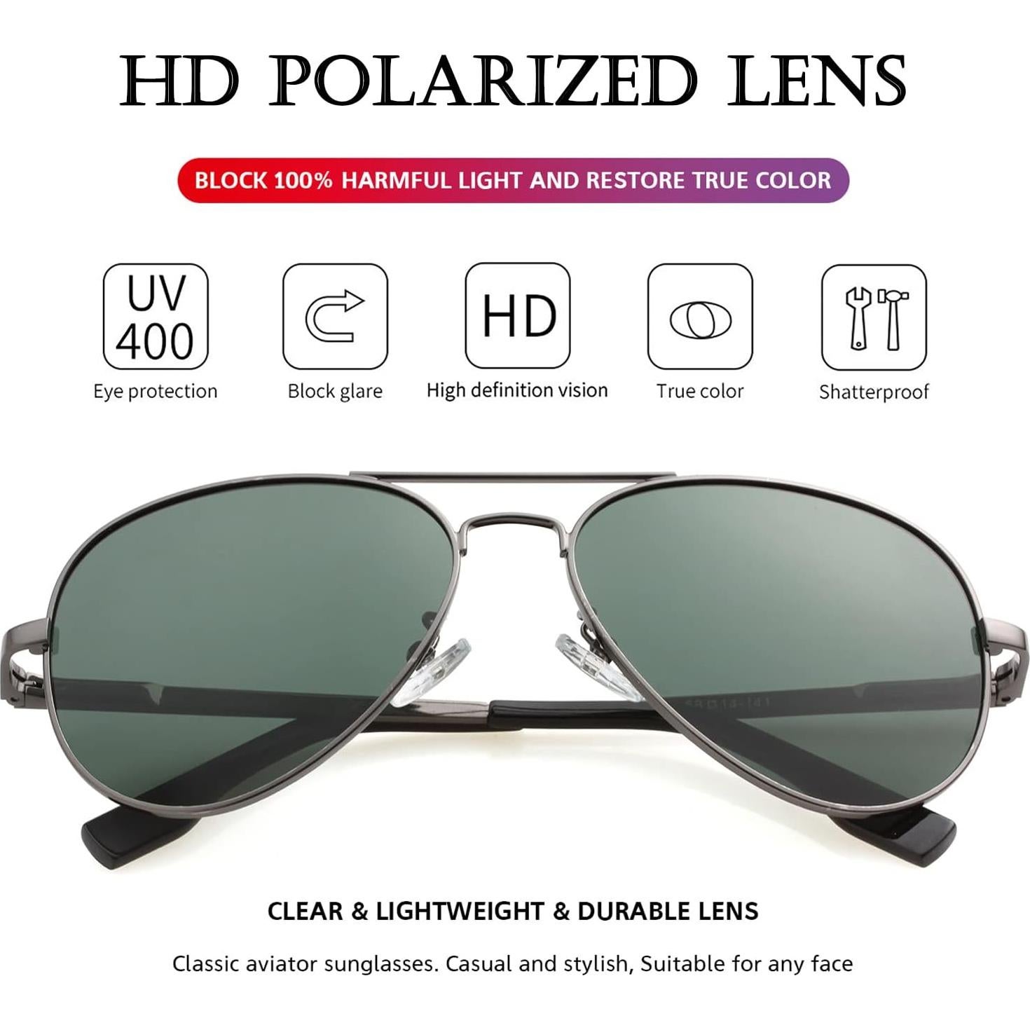 Gafas de sol aviador polarizadas PORADAY 58mm UV400