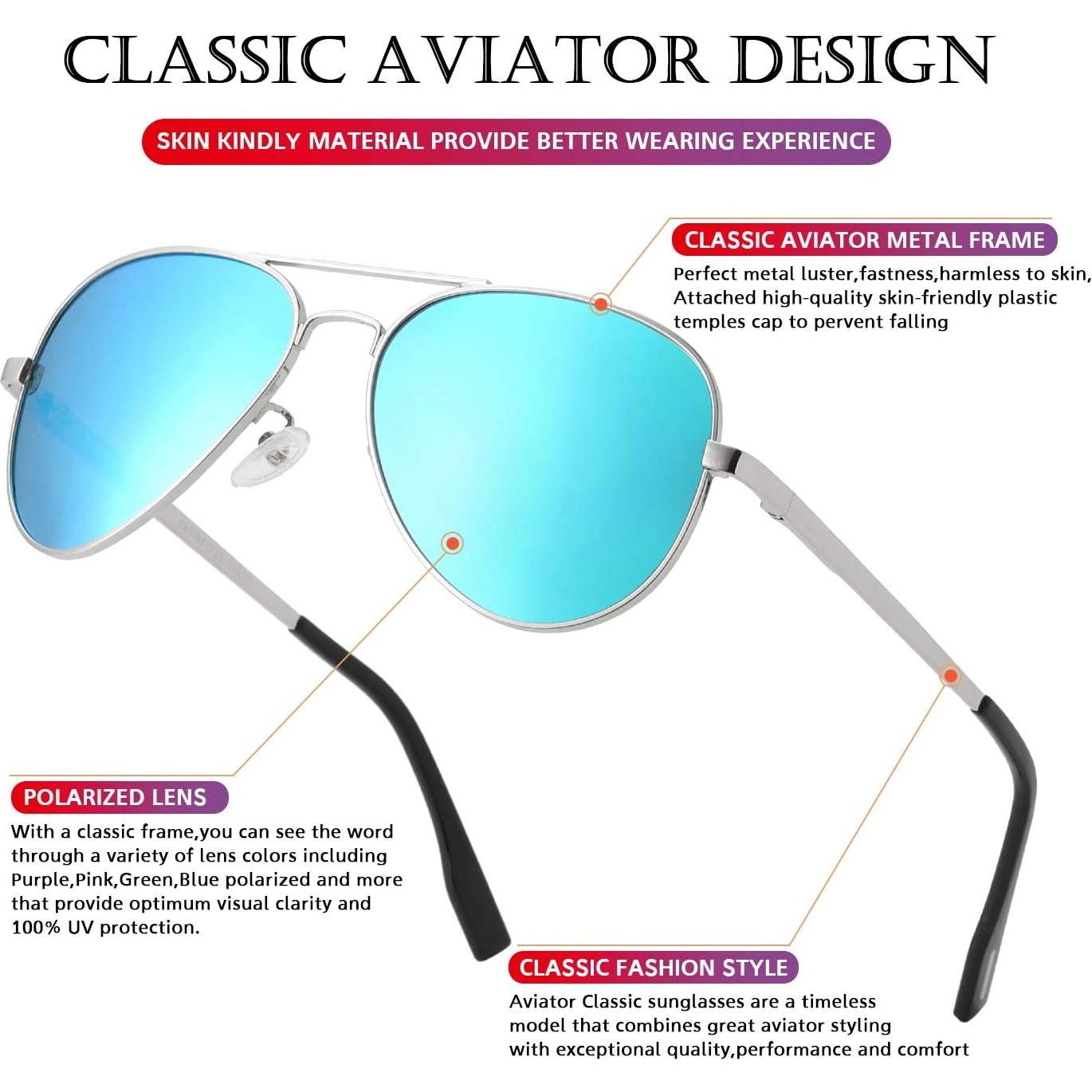 Gafas de sol aviador polarizadas PORADAY 58mm UV400