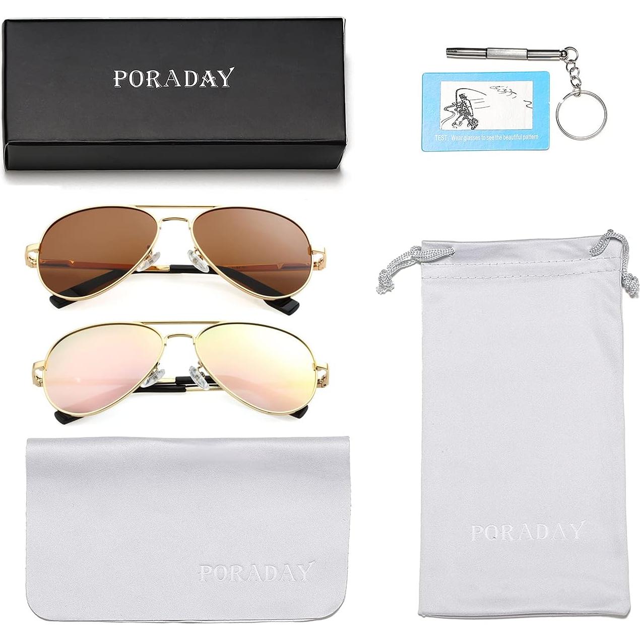 Gafas de sol aviador polarizadas PORADAY 58mm UV400