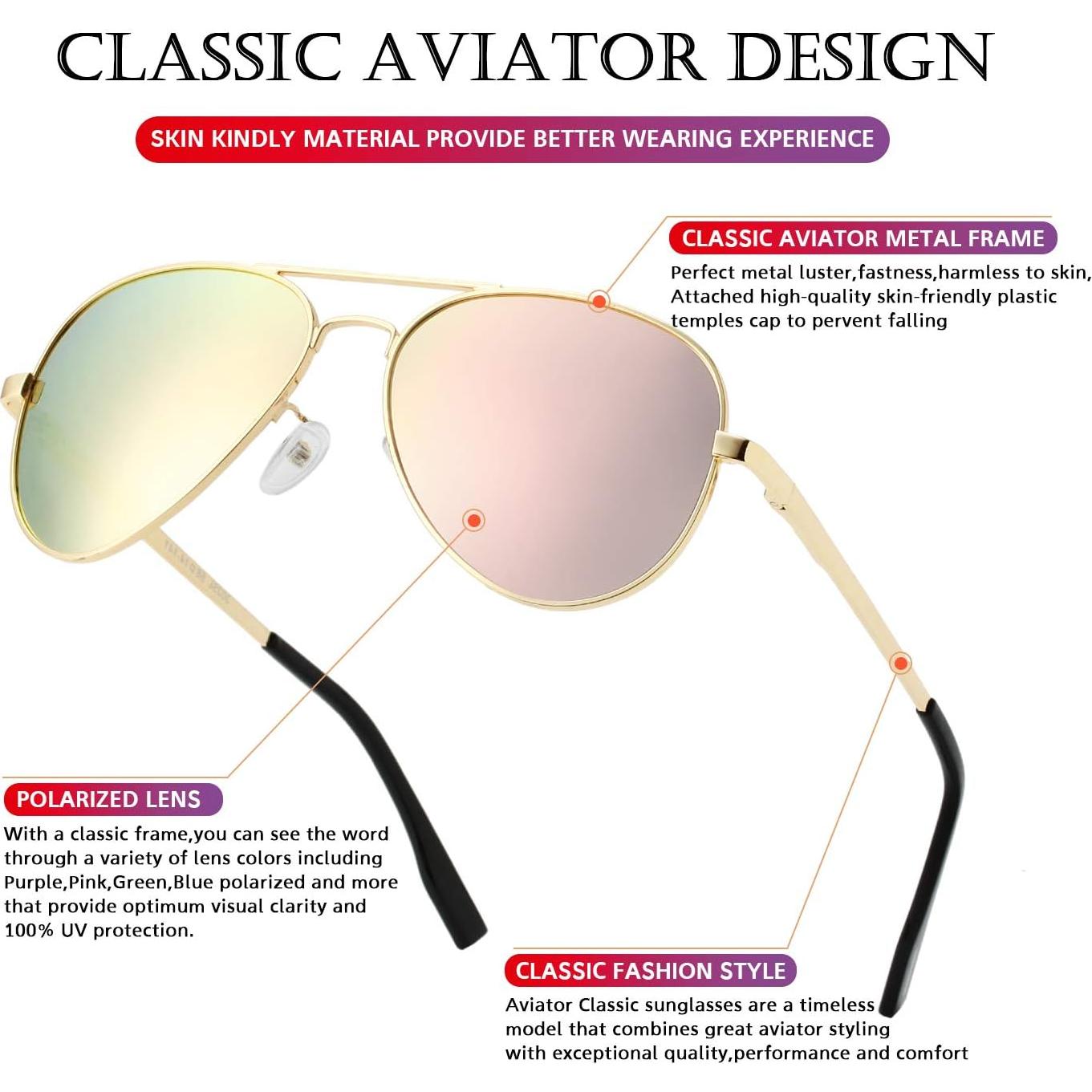 Gafas de sol aviador polarizadas PORADAY 58mm UV400