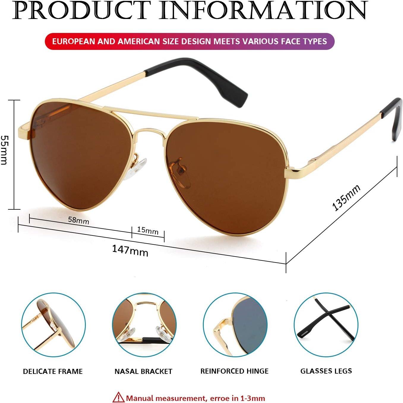 Gafas de sol aviador polarizadas PORADAY 58mm UV400