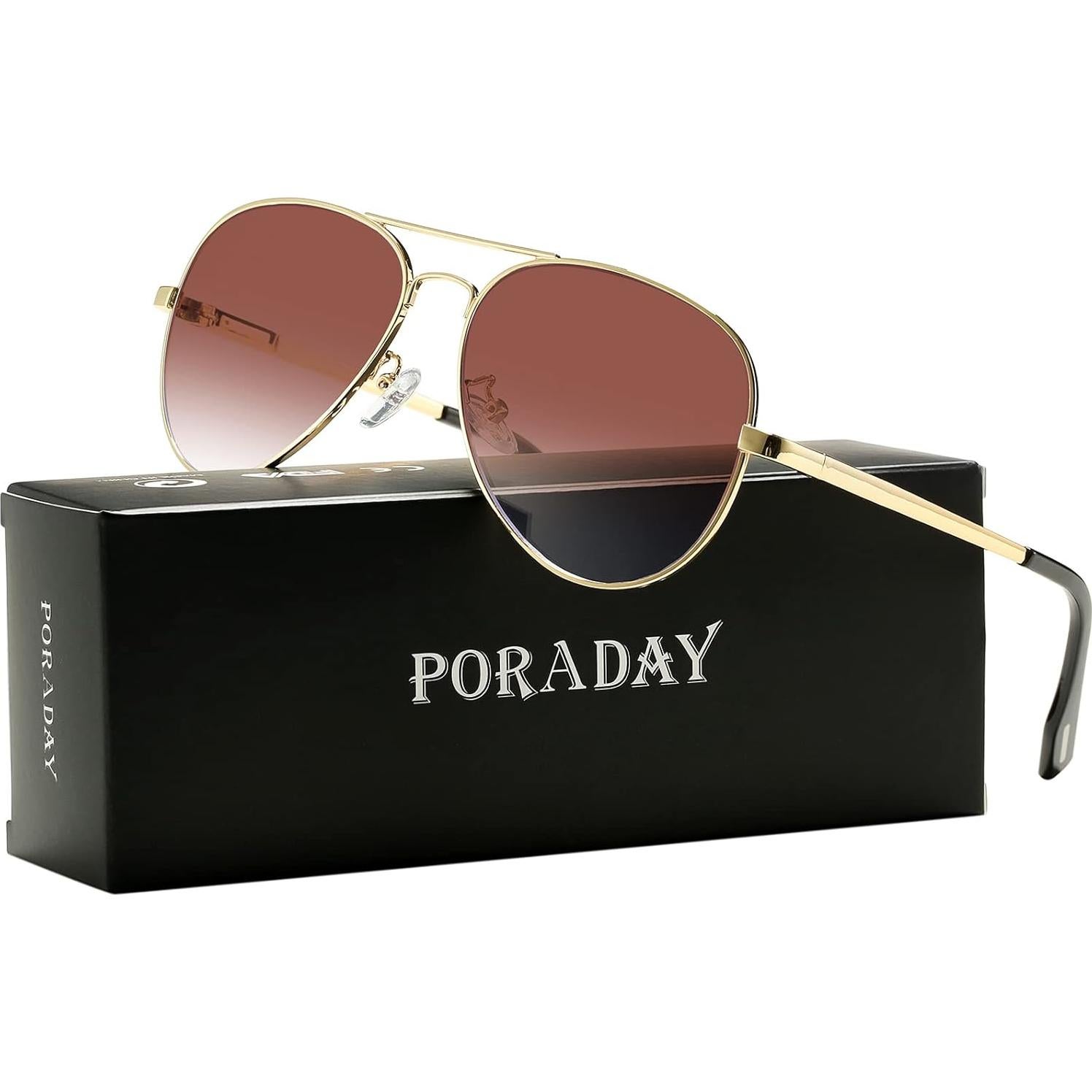 Gafas de sol aviador polarizadas PORADAY 58mm marco dorado