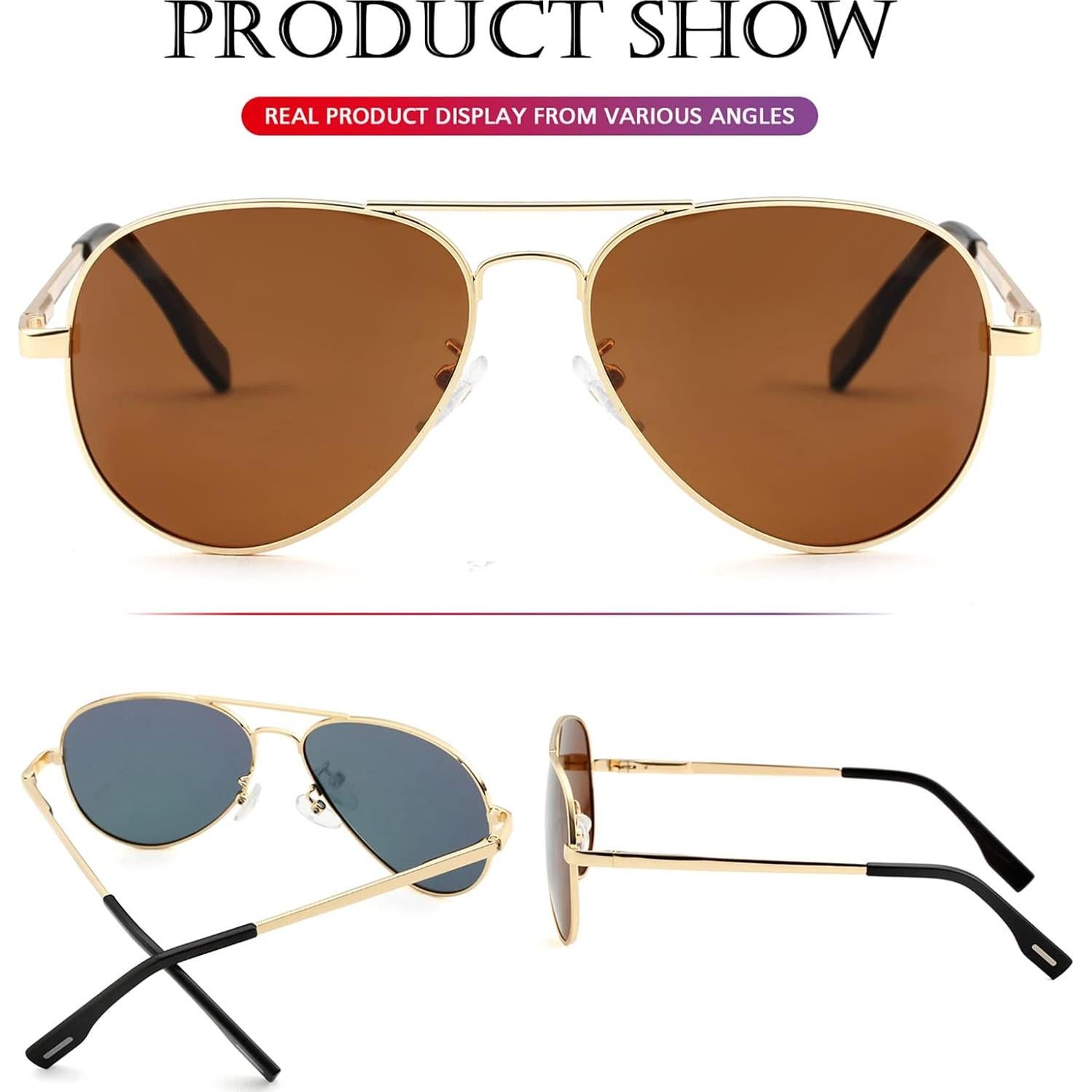 Gafas de sol aviador polarizadas PORADAY 58mm marco metal