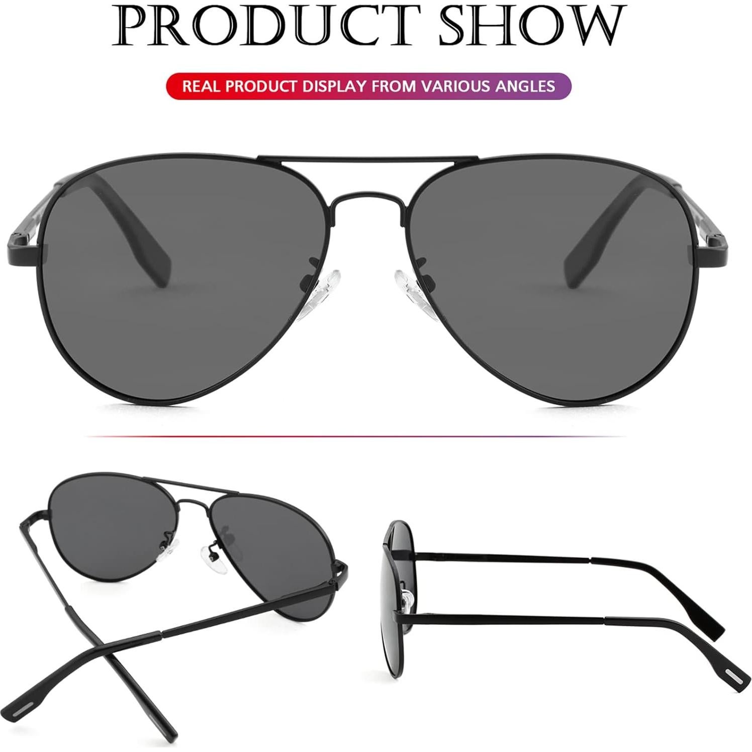 Gafas de sol aviador polarizadas PORADAY 58mm marco metal