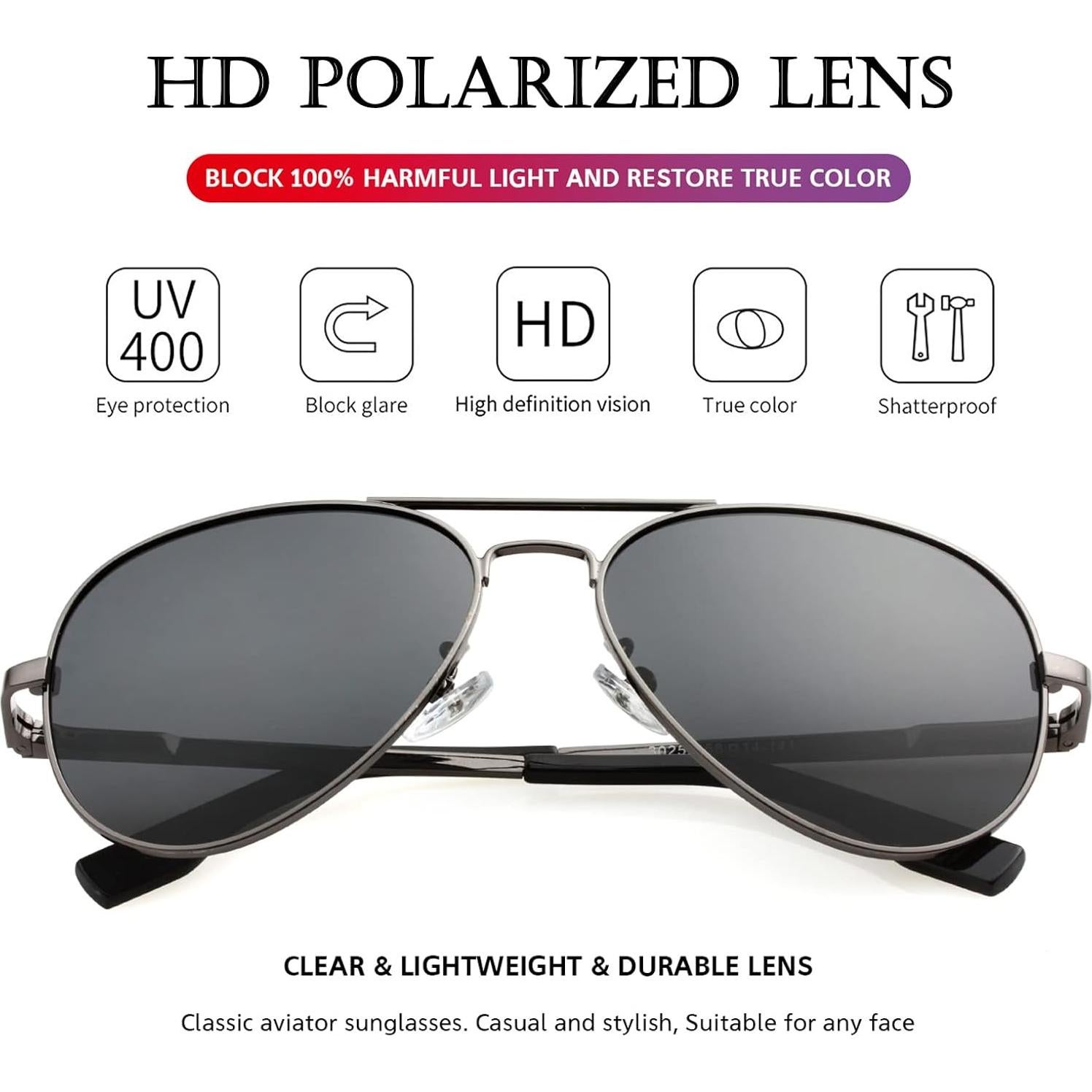 Gafas de sol aviador polarizadas PORADAY 58mm UV400