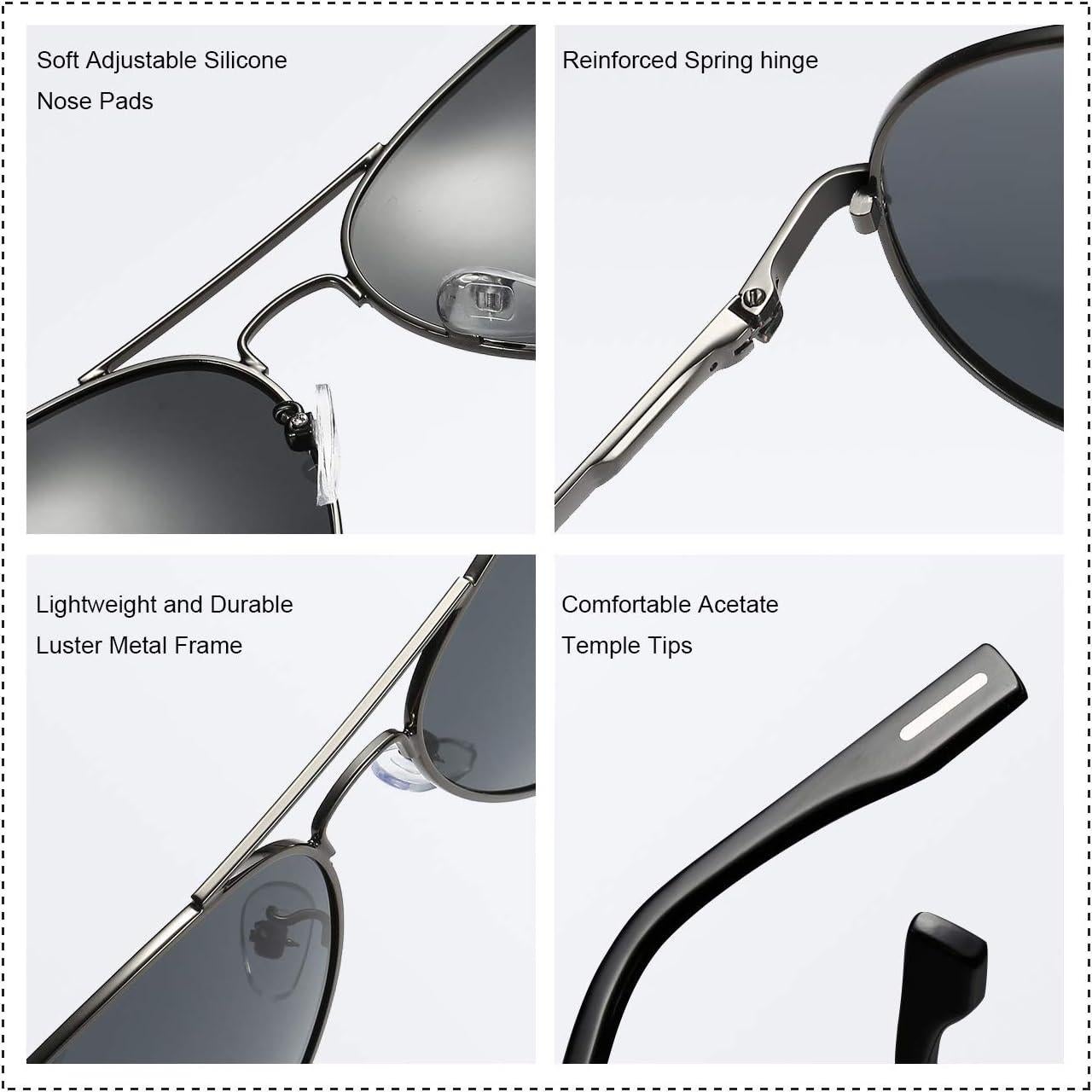 Gafas de sol aviador polarizadas PORADAY 58mm UV400