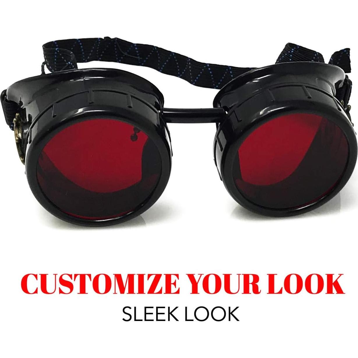 Gafas Steampunk UMBRELLALABORATORY Rojas Ajustables