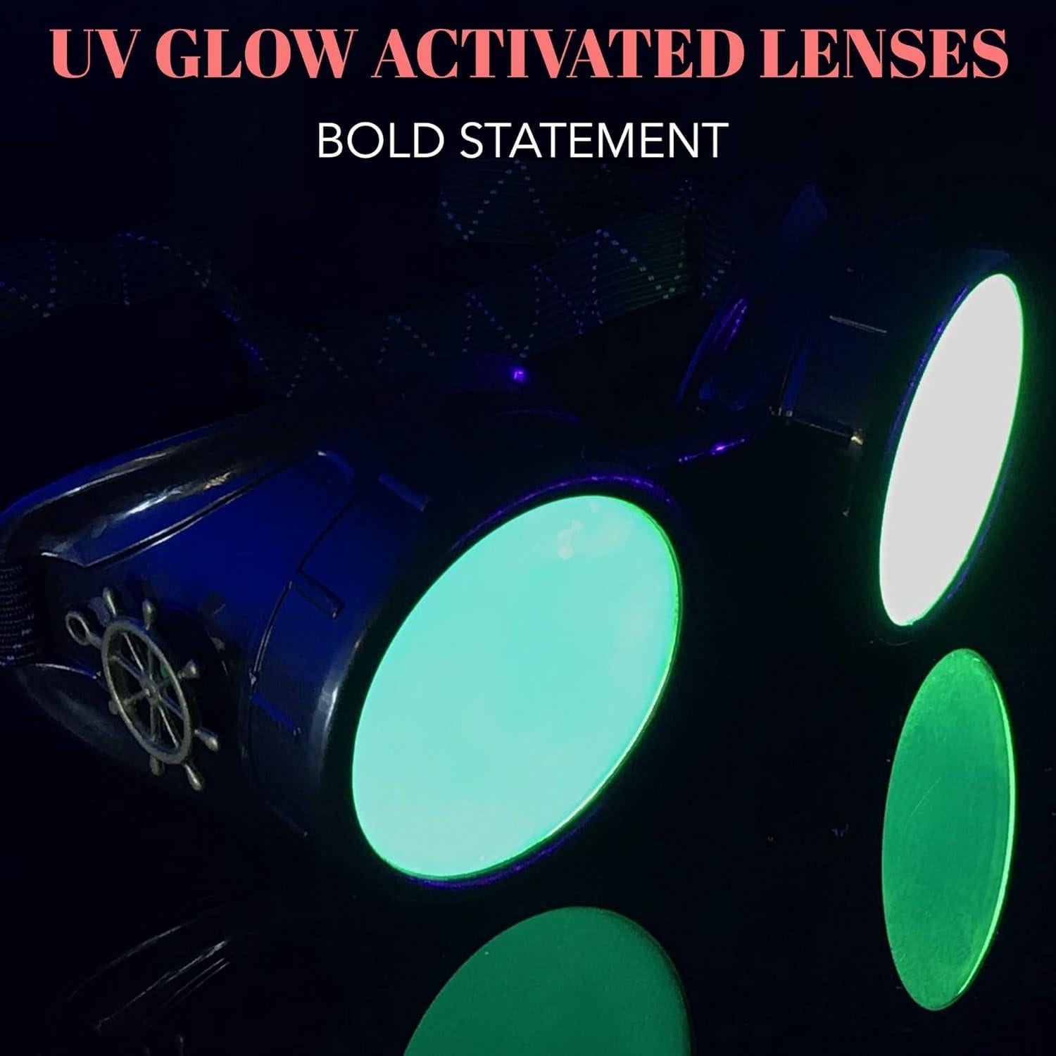 Gafas Steampunk UMBRELLALABORATORY Neón Verde Ajustables