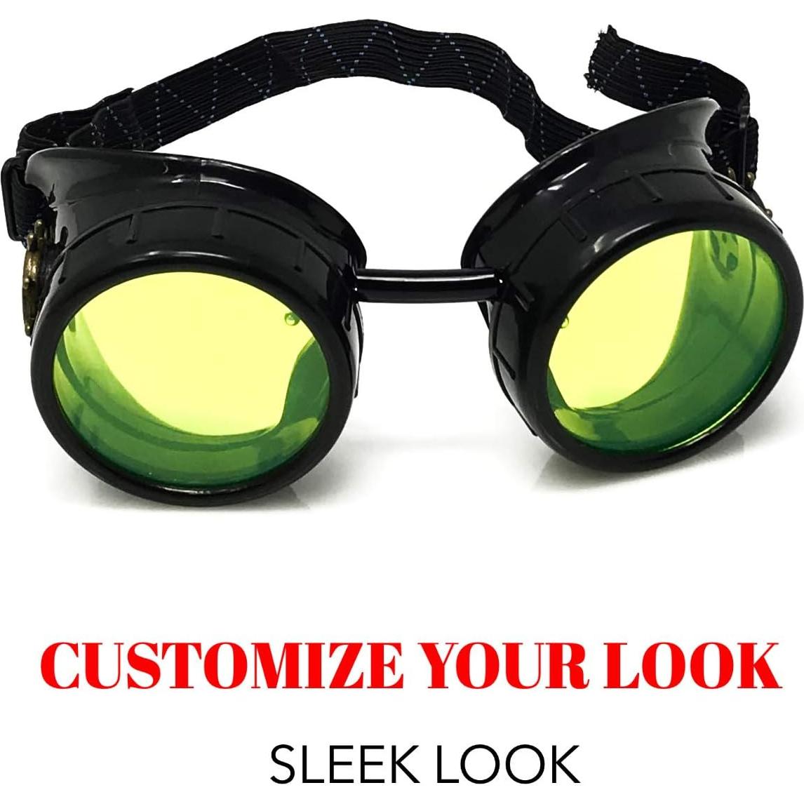 Gafas Steampunk UMBRELLALABORATORY Neón Verde Ajustables