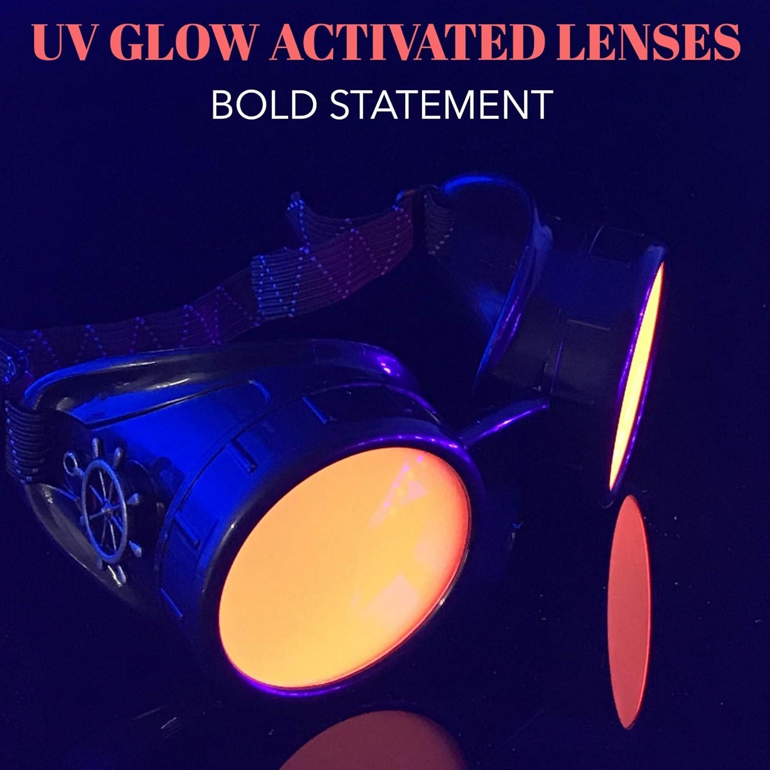 Gafas Steampunk UMBRELLALABORATORY Neón Rosa Ajustables