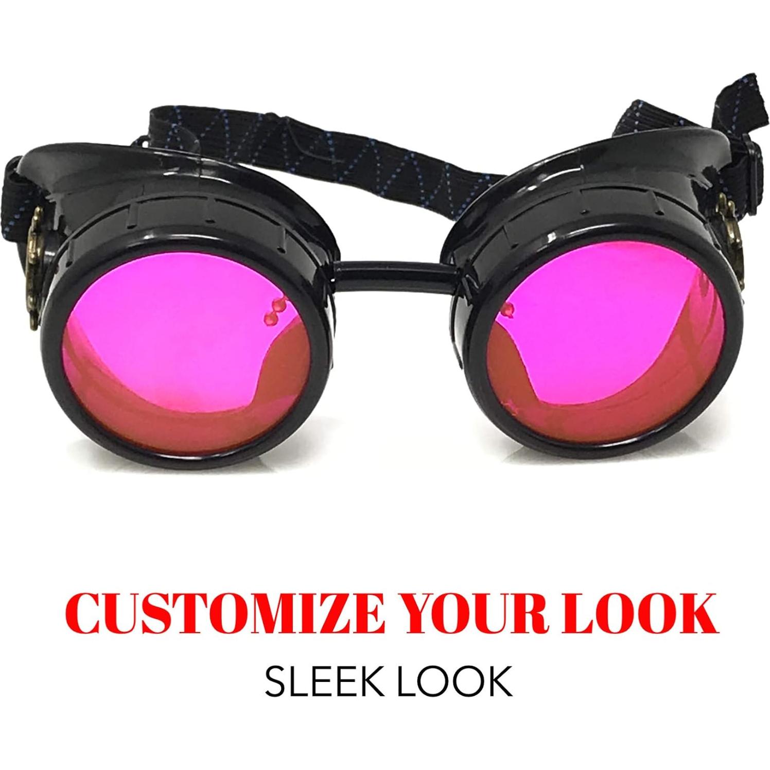 Gafas Steampunk UMBRELLALABORATORY Neón Rosa Ajustables