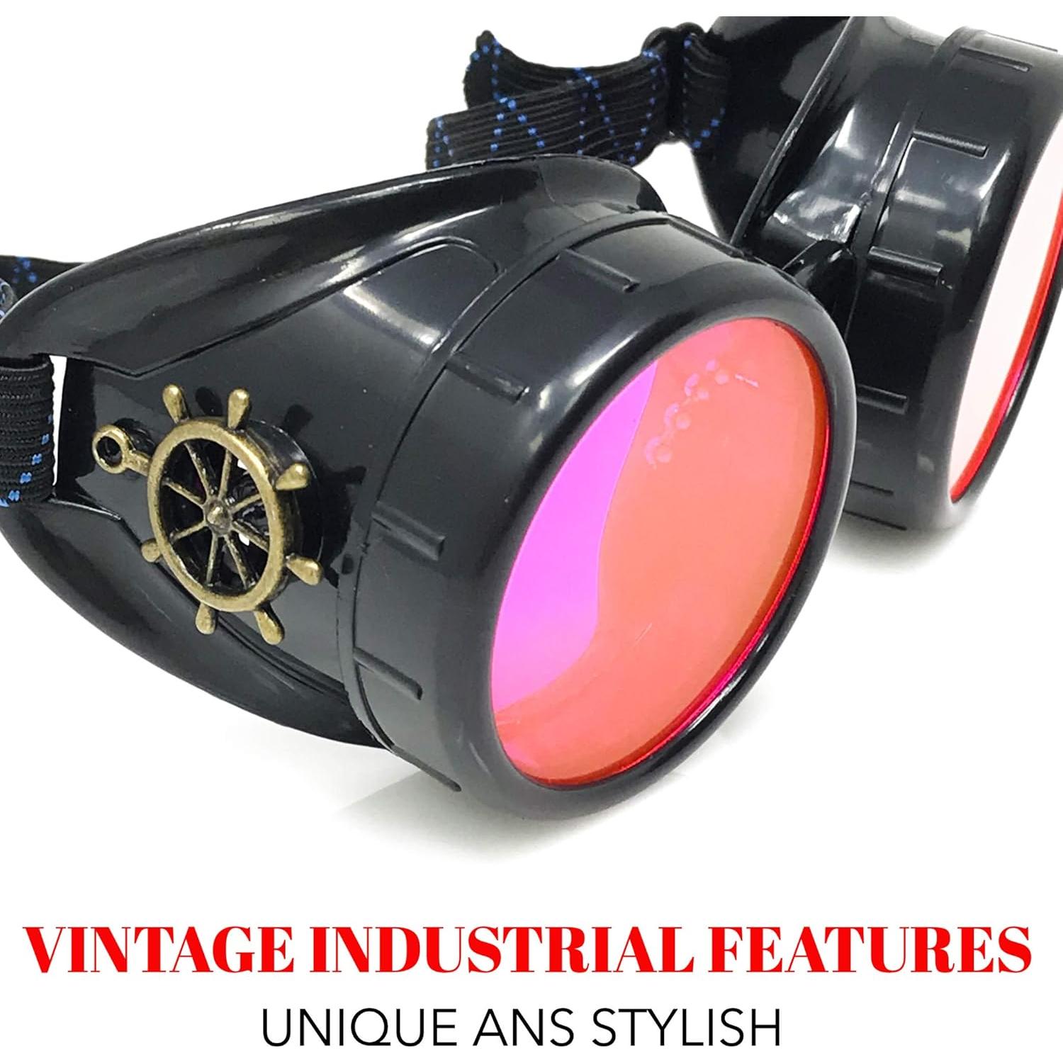 Gafas Steampunk UMBRELLALABORATORY Neón Rosa Ajustables