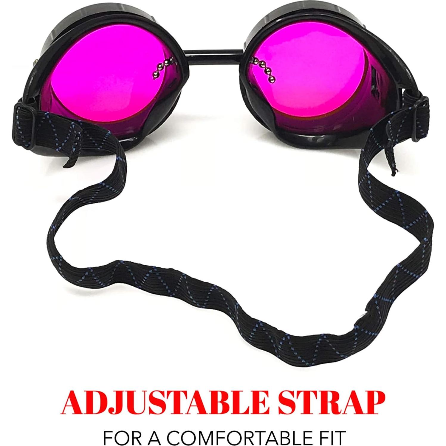 Gafas Steampunk UMBRELLALABORATORY Neón Rosa Ajustables