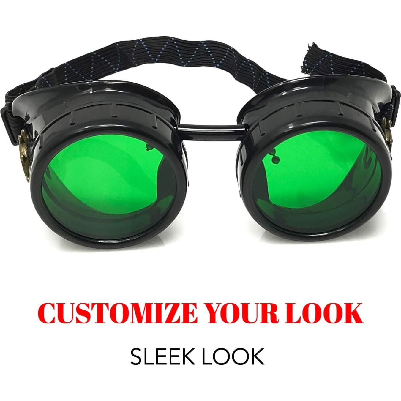 Gafas Steampunk UMBRELLALABORATORY Verde Esmeralda