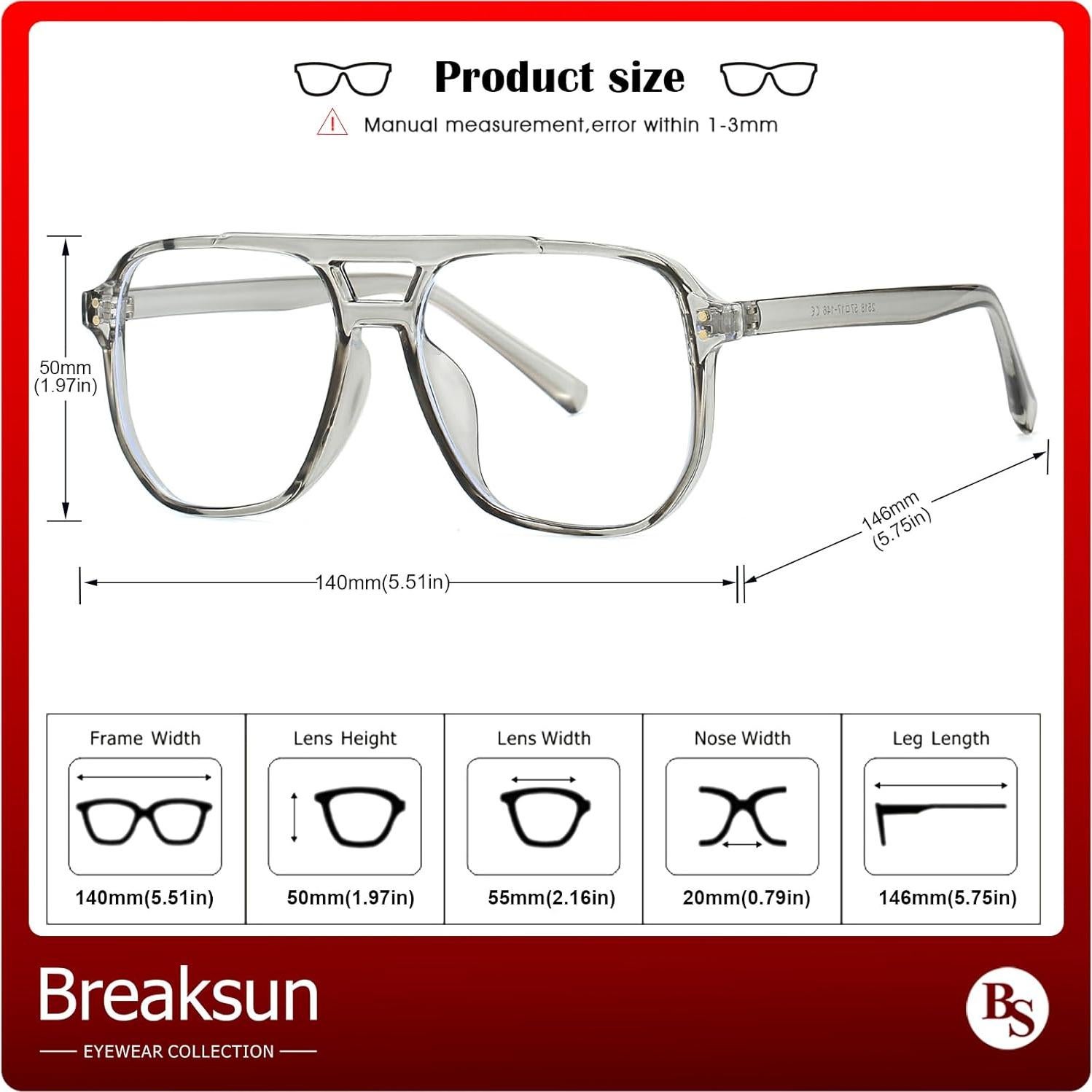 Gafas de sol cuadradas Breaksun B68 con bloqueo luz azul