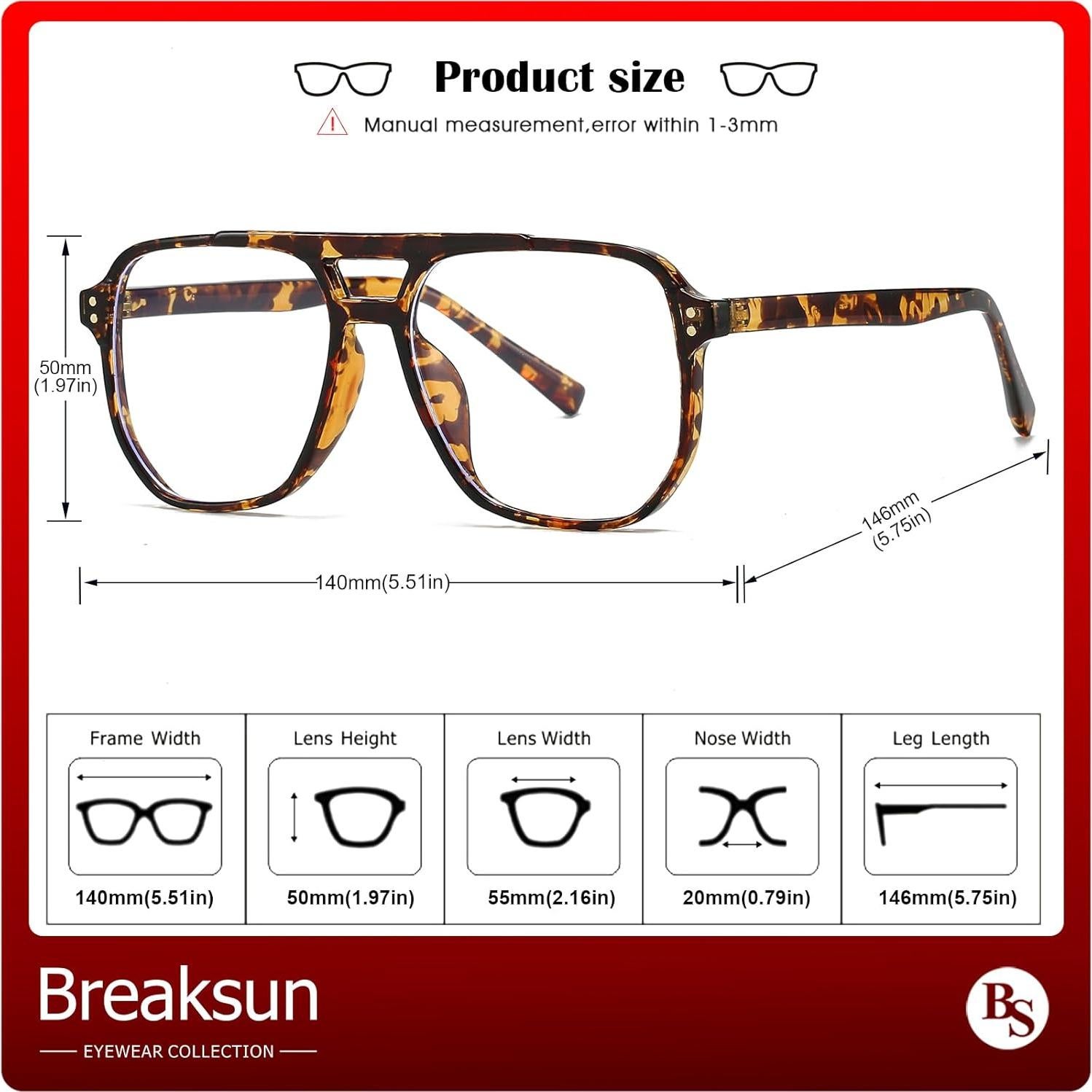 Gafas de sol cuadradas Breaksun B68 con bloqueo luz azul