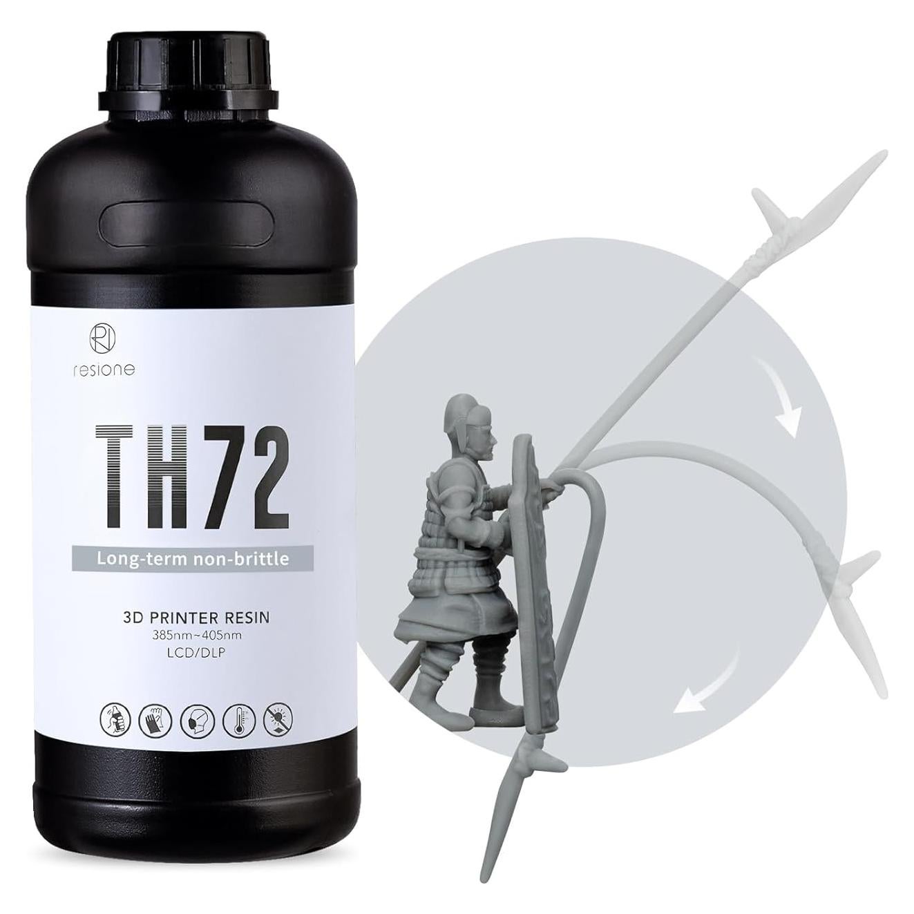 Resina para Impresora 3D RESIONE TH72 Gris Mate 1 kg