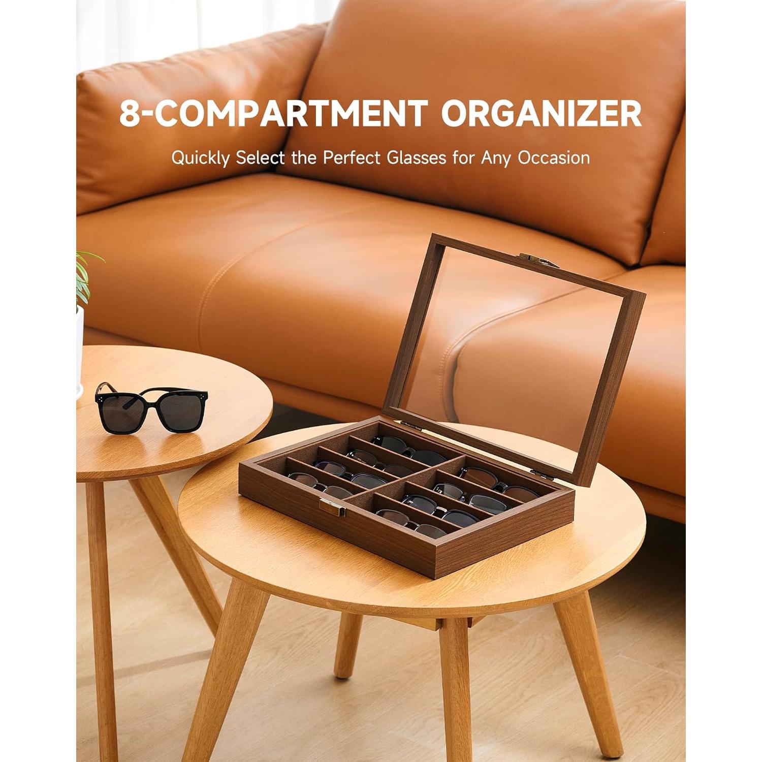Organizador de Gafas CO-Z 8 Compartimentos Madera Elegante