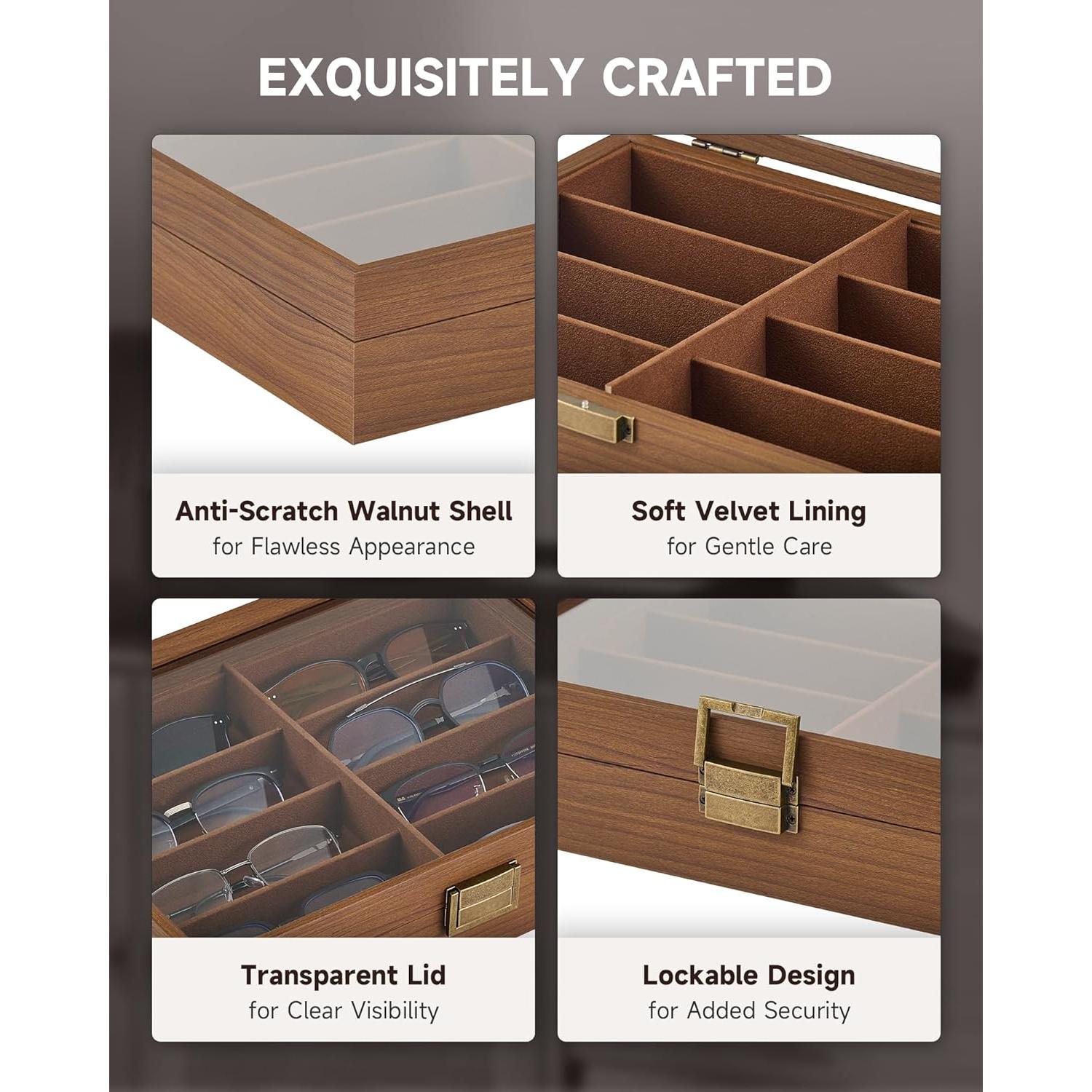 Organizador de Gafas CO-Z 8 Compartimentos Madera Elegante