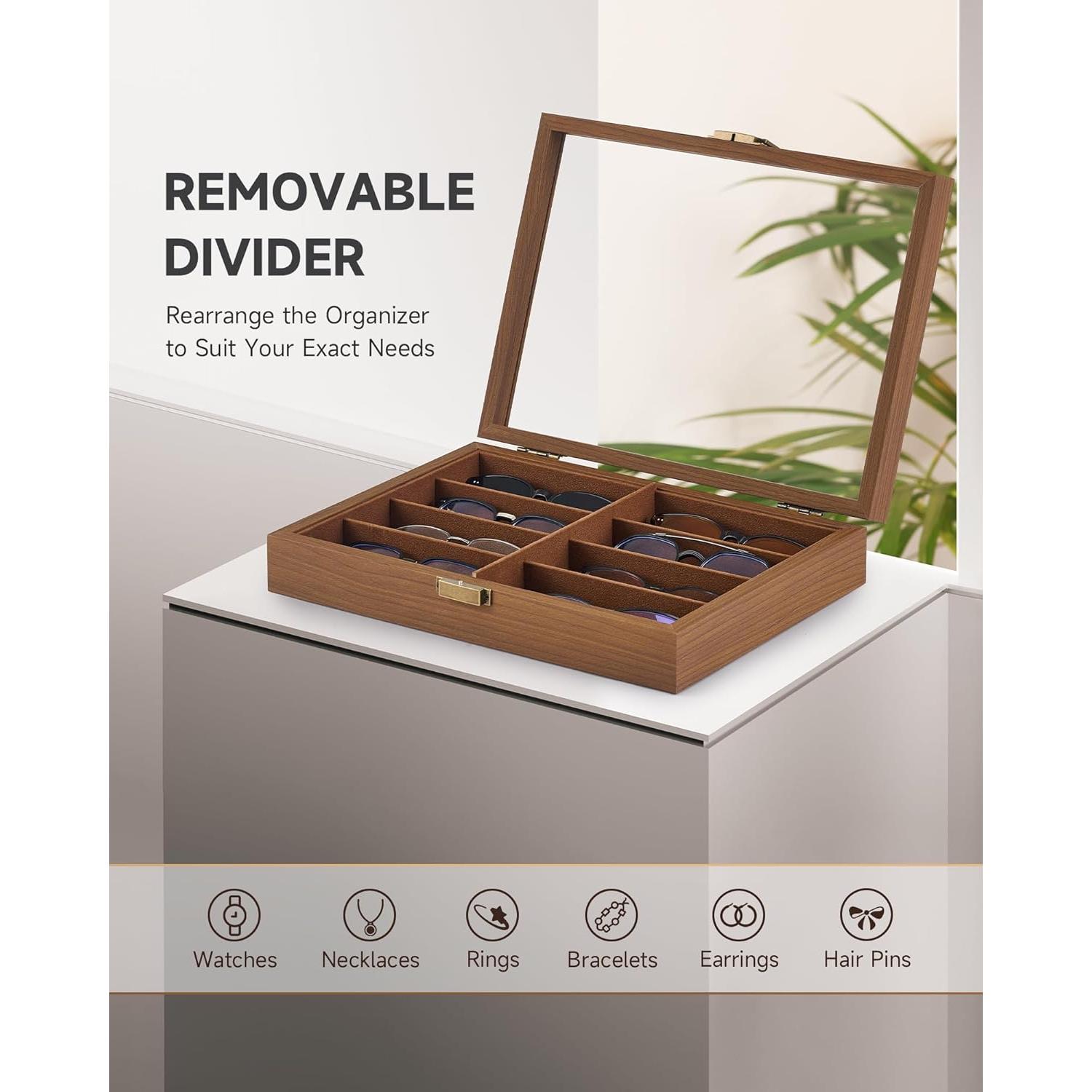 Organizador de Gafas CO-Z 8 Compartimentos Madera Elegante