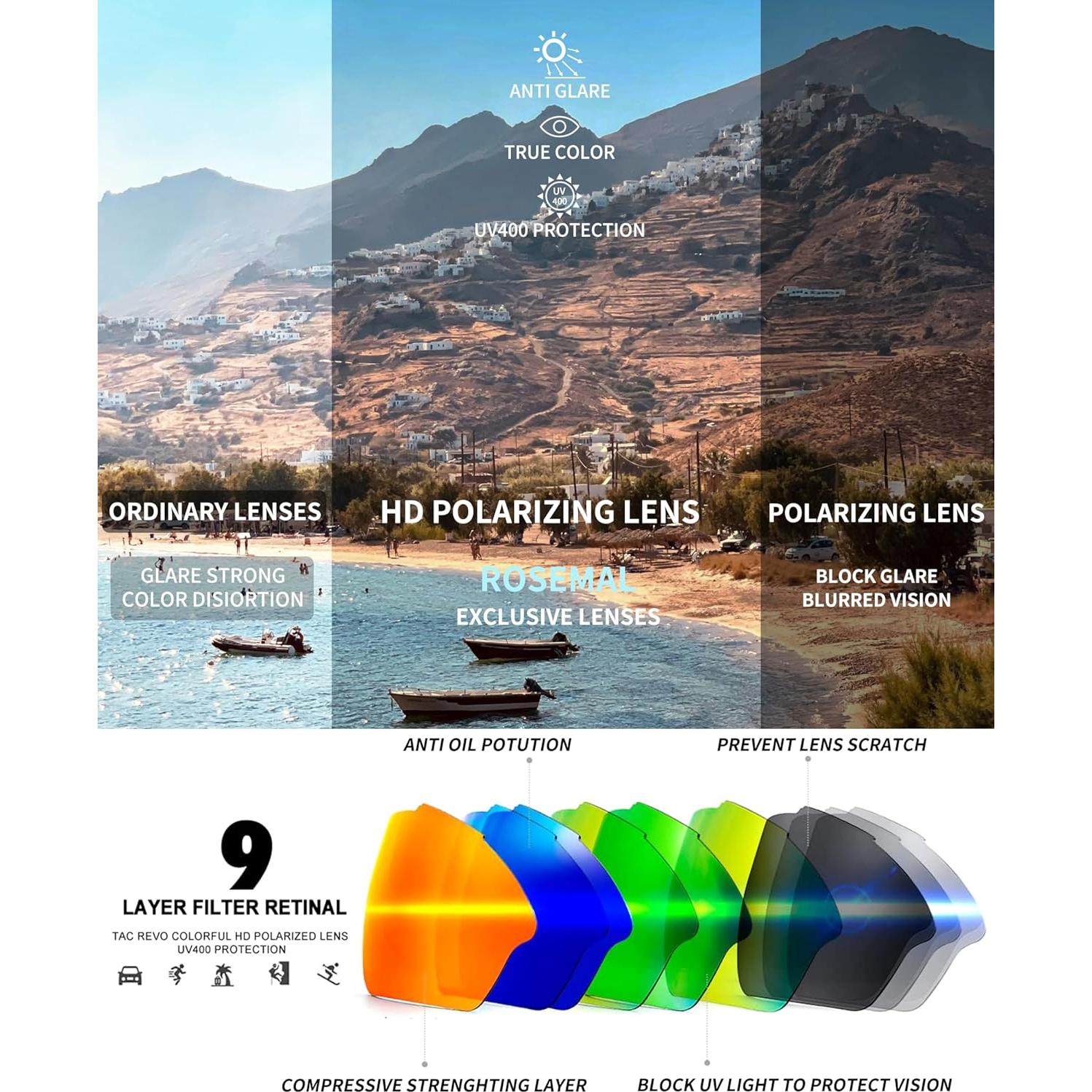 Gafas de sol deportivas Rosemal 7253 polarizadas UV400