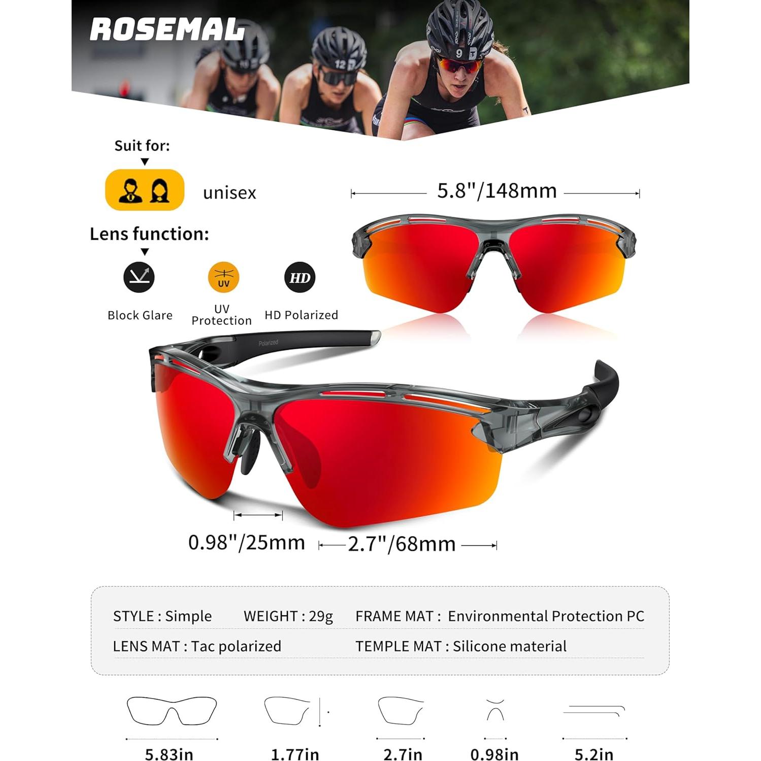 Gafas de sol deportivas Rosemal 7253 polarizadas UV400