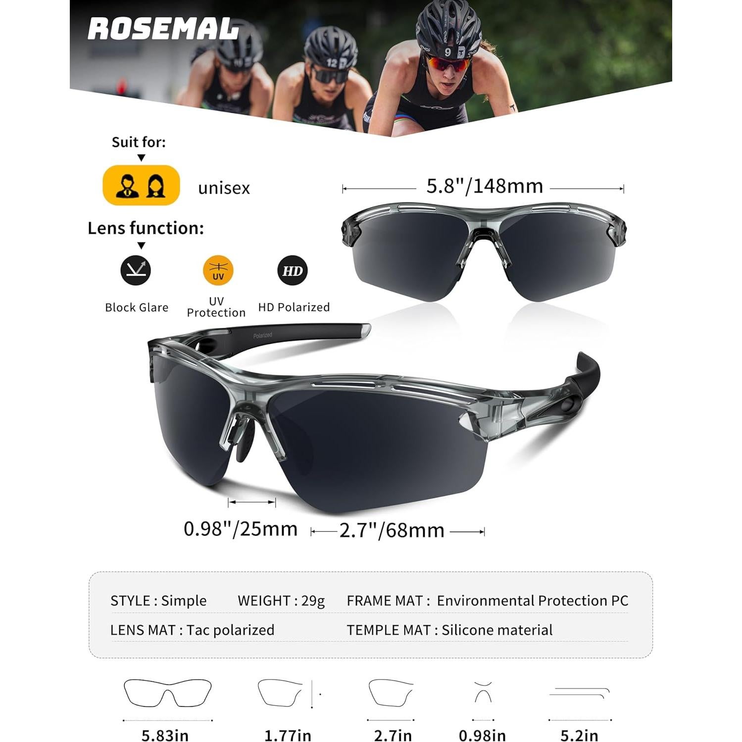 Gafas de sol deportivas Rosemal 7253 polarizadas UV400