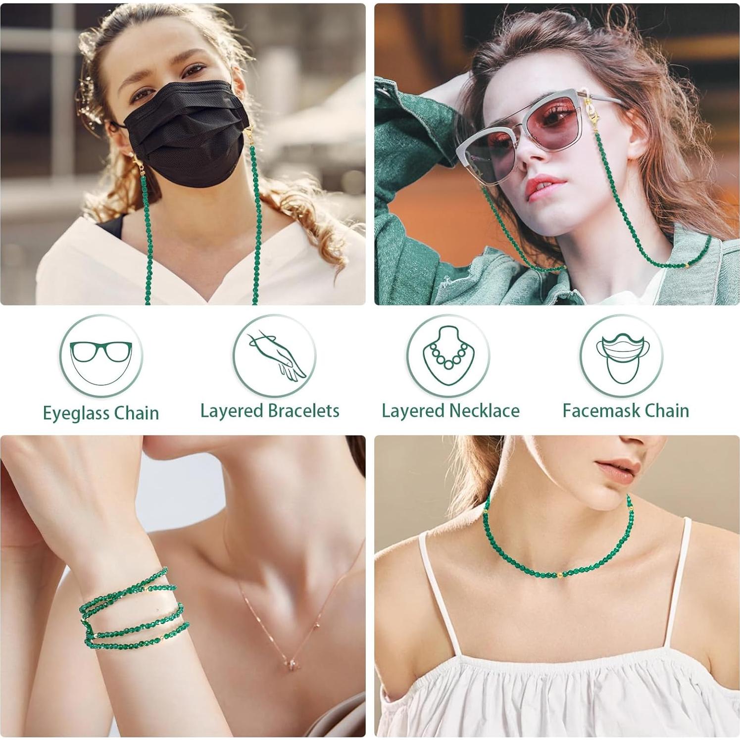 Cadena de Gafas BILIONE Verde 75 cm para Mujeres y Niñas