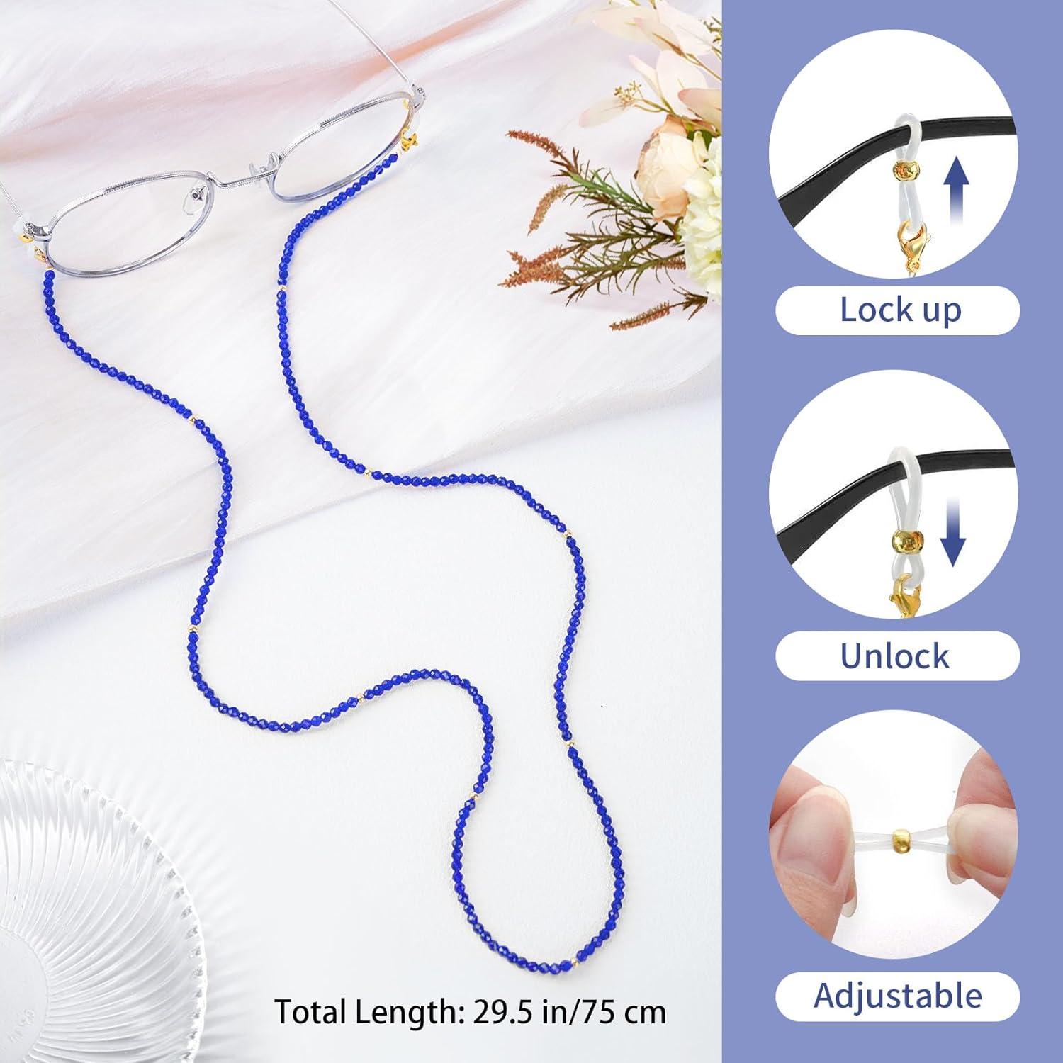 Cadena de Gafas BILIONE de Cristal Azul 75 cm para Mujeres