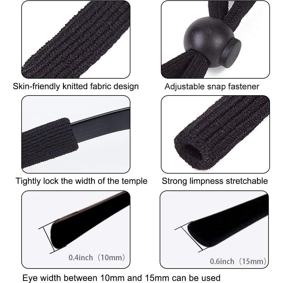 Correa Ajustable para Gafas de Sol - 2 Piezas - Negro y Púrpura