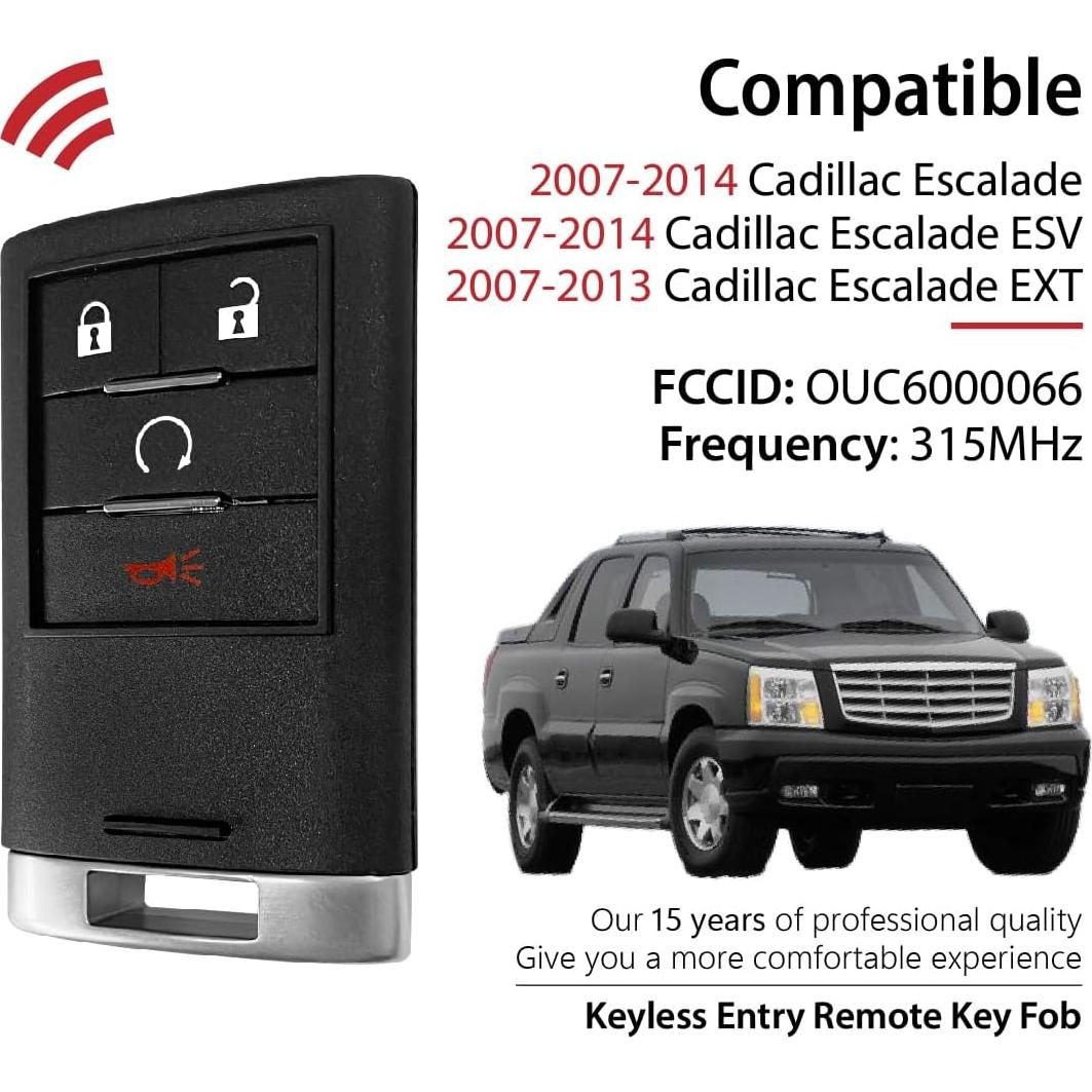 Control Remoto Llave Auto Keyless Cadillac OUC6000066 4 Botones